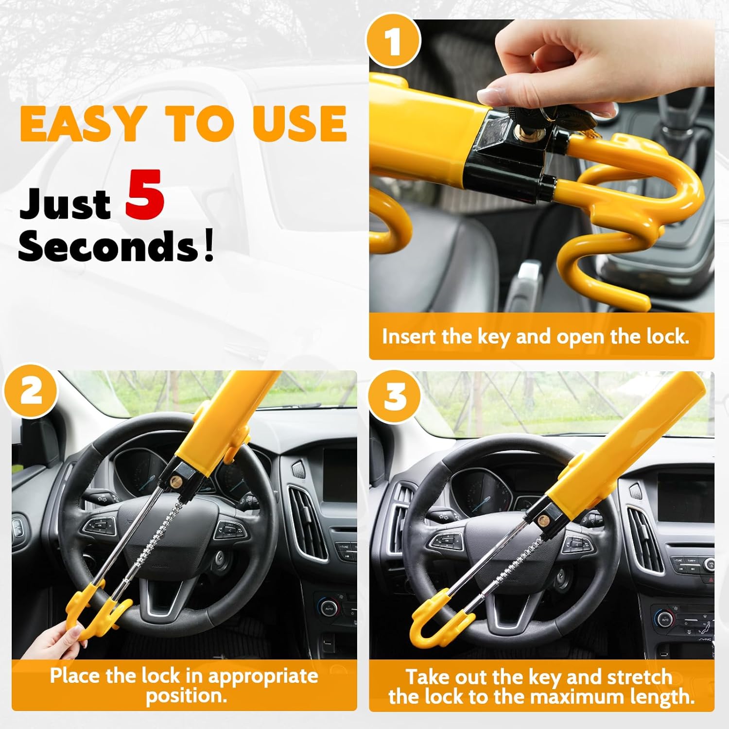 Thumbnail 5 de Tevlaphee Steering Wheel Lock 3 keys ๐