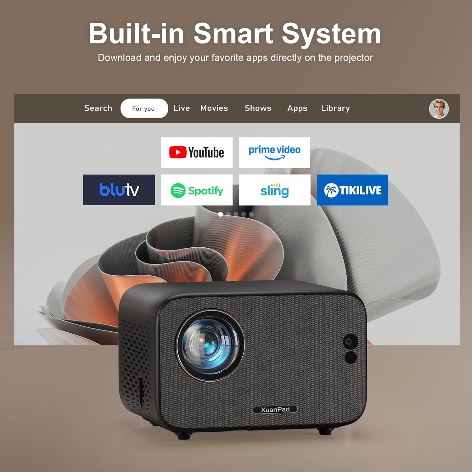 Thumbnail 1 de XuanPad Mini Black Smart Projector 4K Support: Netflix Ready, Auto Focus and 360° Stand