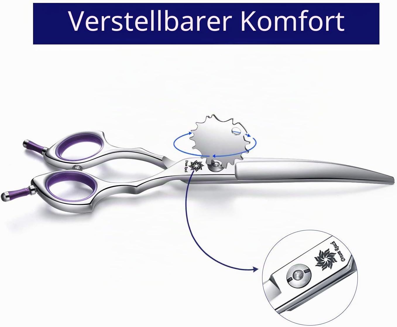Detalle de Dream Reach Fellschere 6,5" gebogen – Hundeschere für Pflege ✂