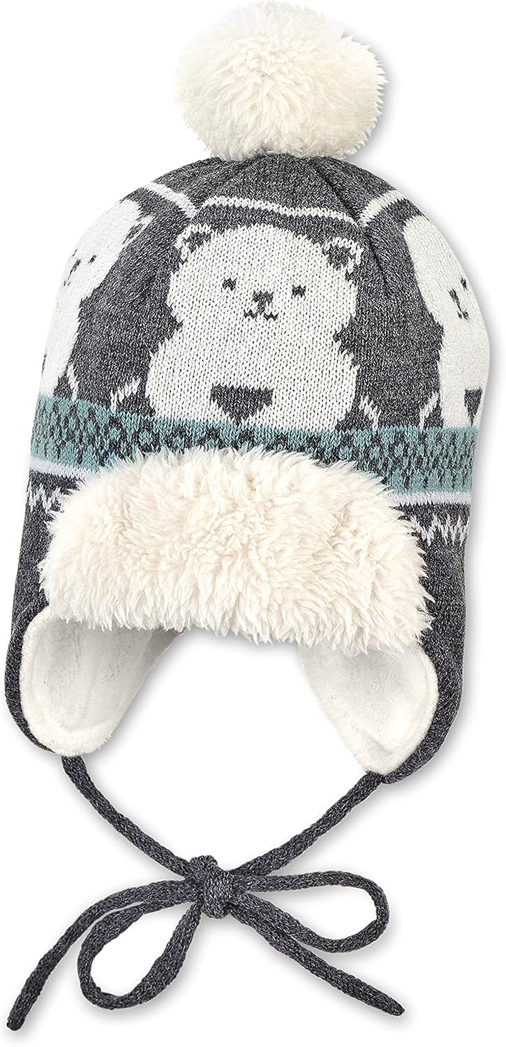 Sterntaler Bonnet Mixte Bébé Eisbärchen Tricot avec Cache-oreilles et Doublure polaire