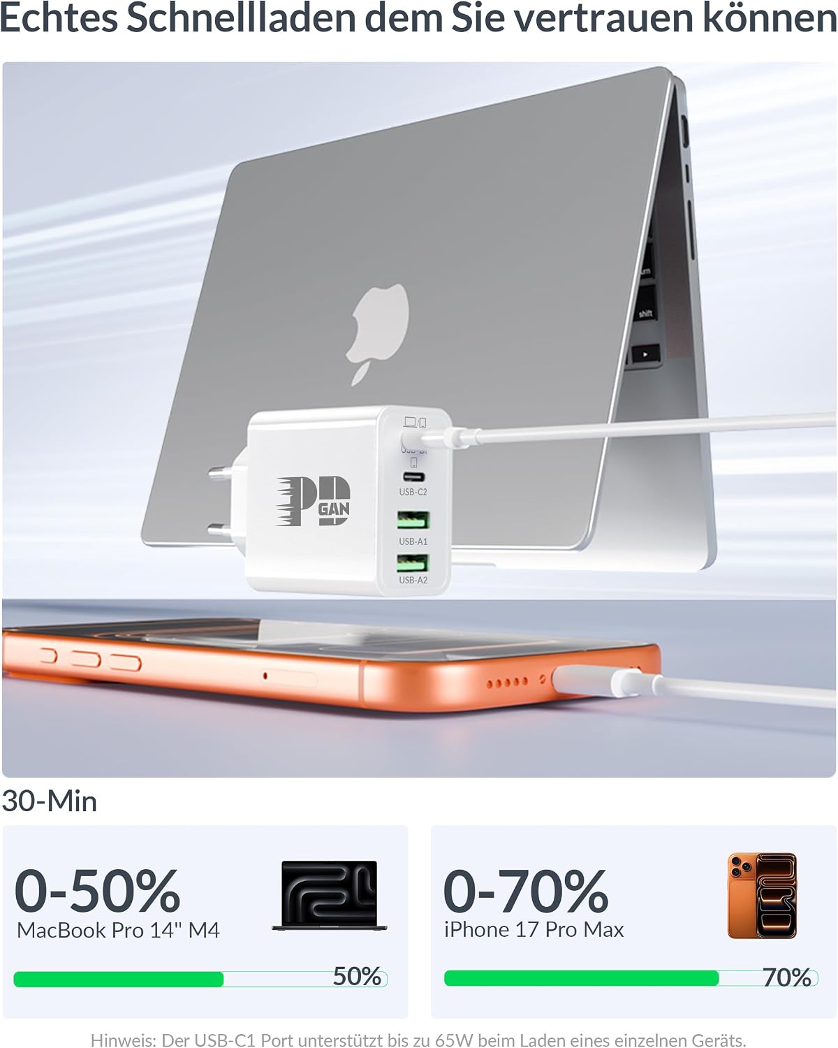 Detalle de 65W USB-C Ladegerät 4-Port GaN