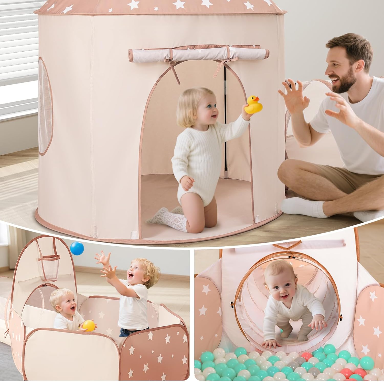 Thumbnail 4 de Sumbababy 3-in-1 Play Tent with Tunnel and Ball Pit for Toddlers