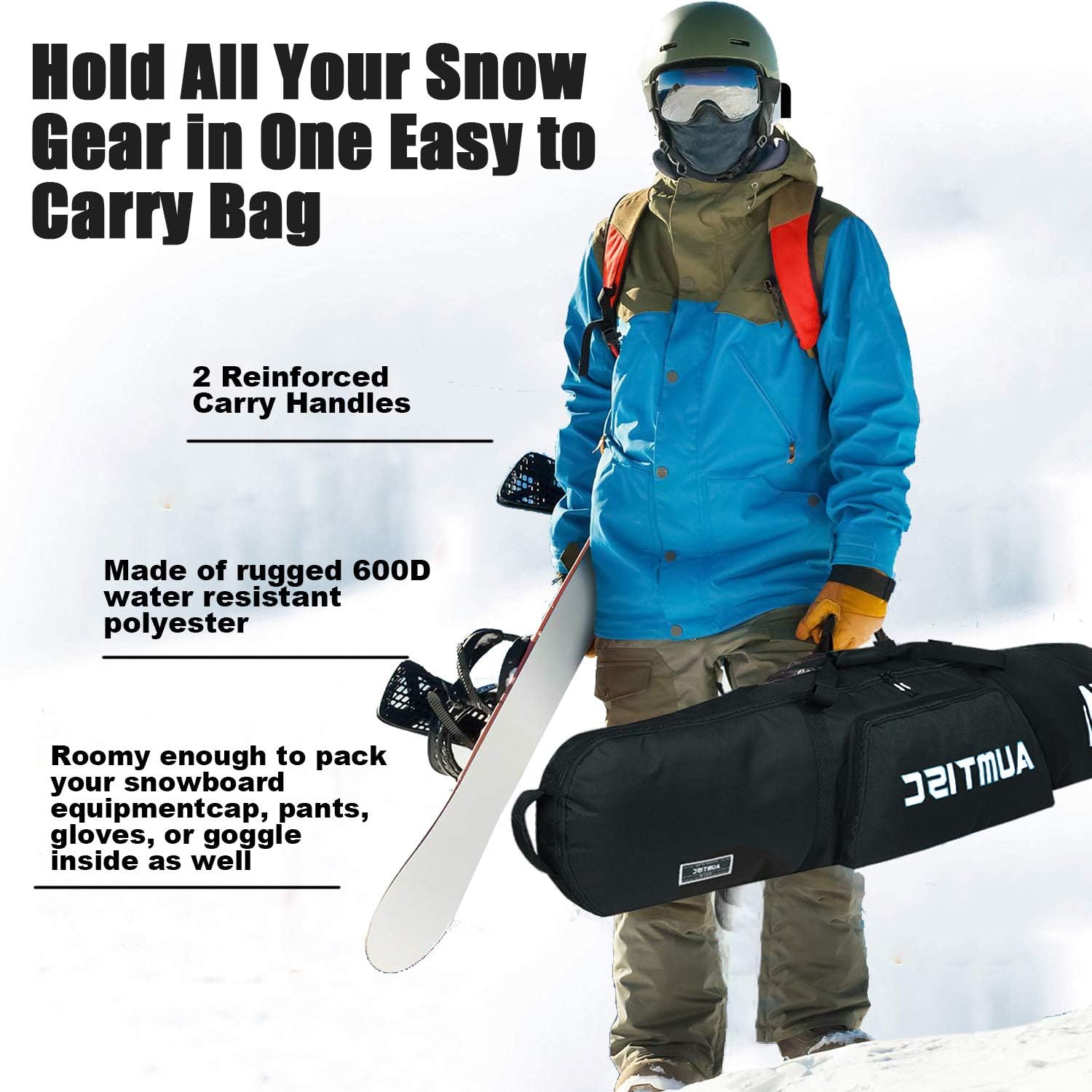 Detalle 2 de AUMTISC Borsa da Snowboard imbottita: protezione praticità per viaggiare e trasportare l’equipaggiamento