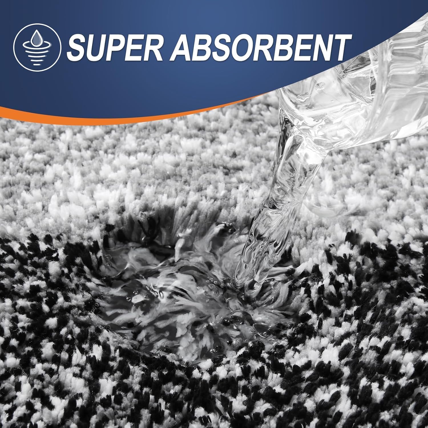 Thumbnail 3 de smiry Microfibre U-Shape Toilet Mat (50 x 60 cm) – Non-slip shaggy pedestal bath mat, black