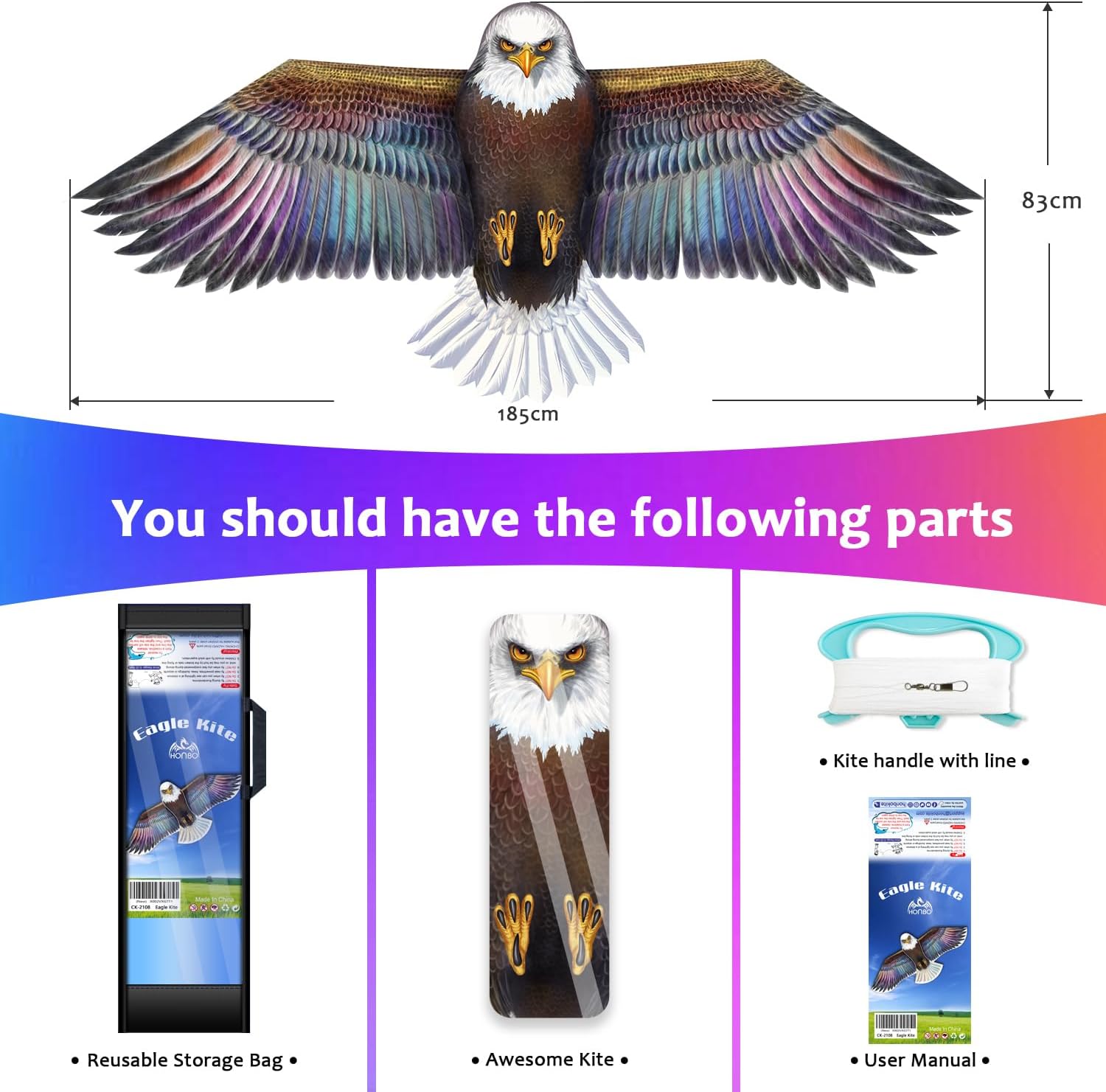 Thumbnail 1 de HONBO Kinder-Drachen Eagle Milan – idealer Strand-Outdoor-Drachen für Anfänger