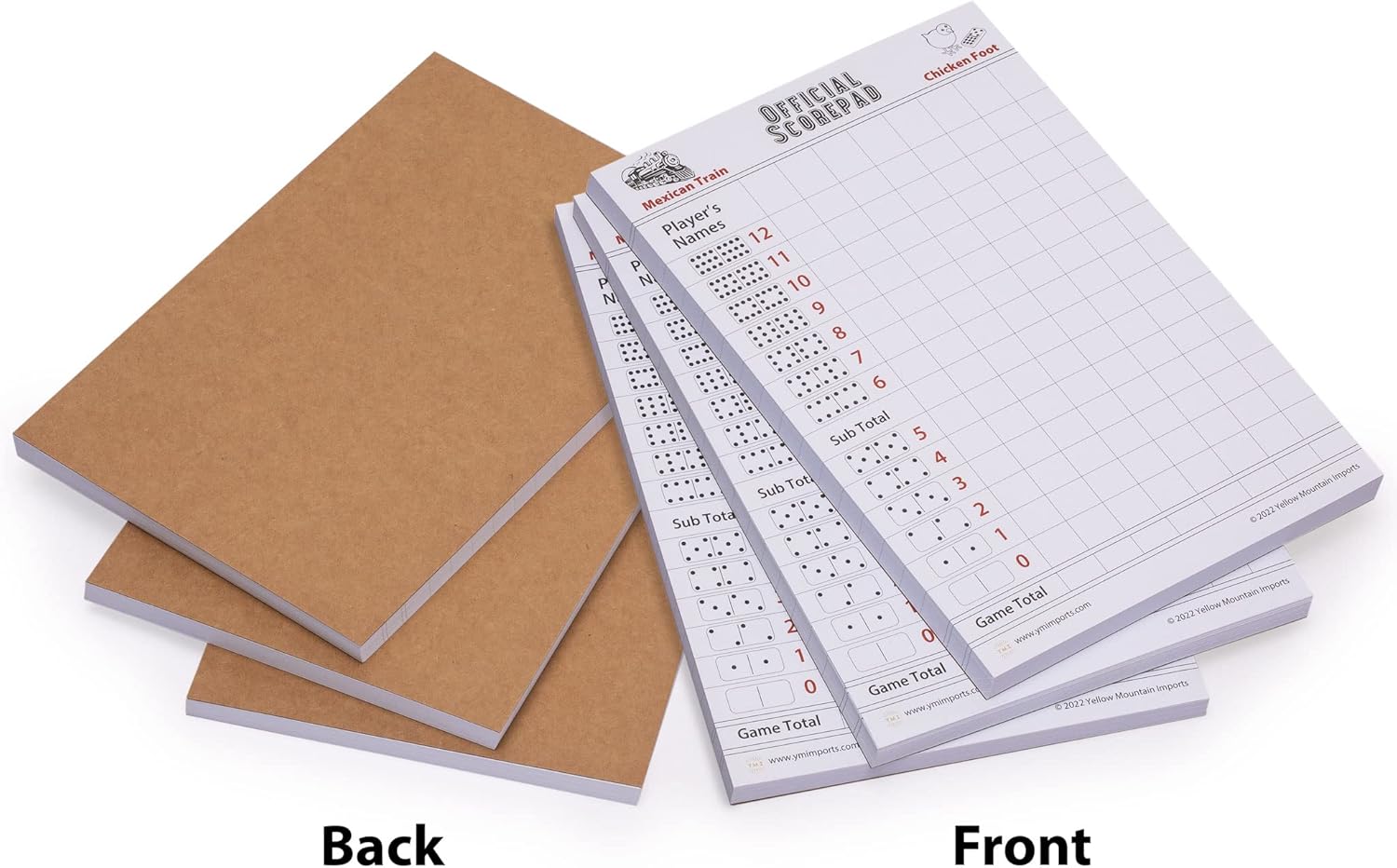 Thumbnail 3 de Yellow Mountain Imports 3-Pack Mexican Train & Chicken Foot Dominoes Scorepad (180 sheets)