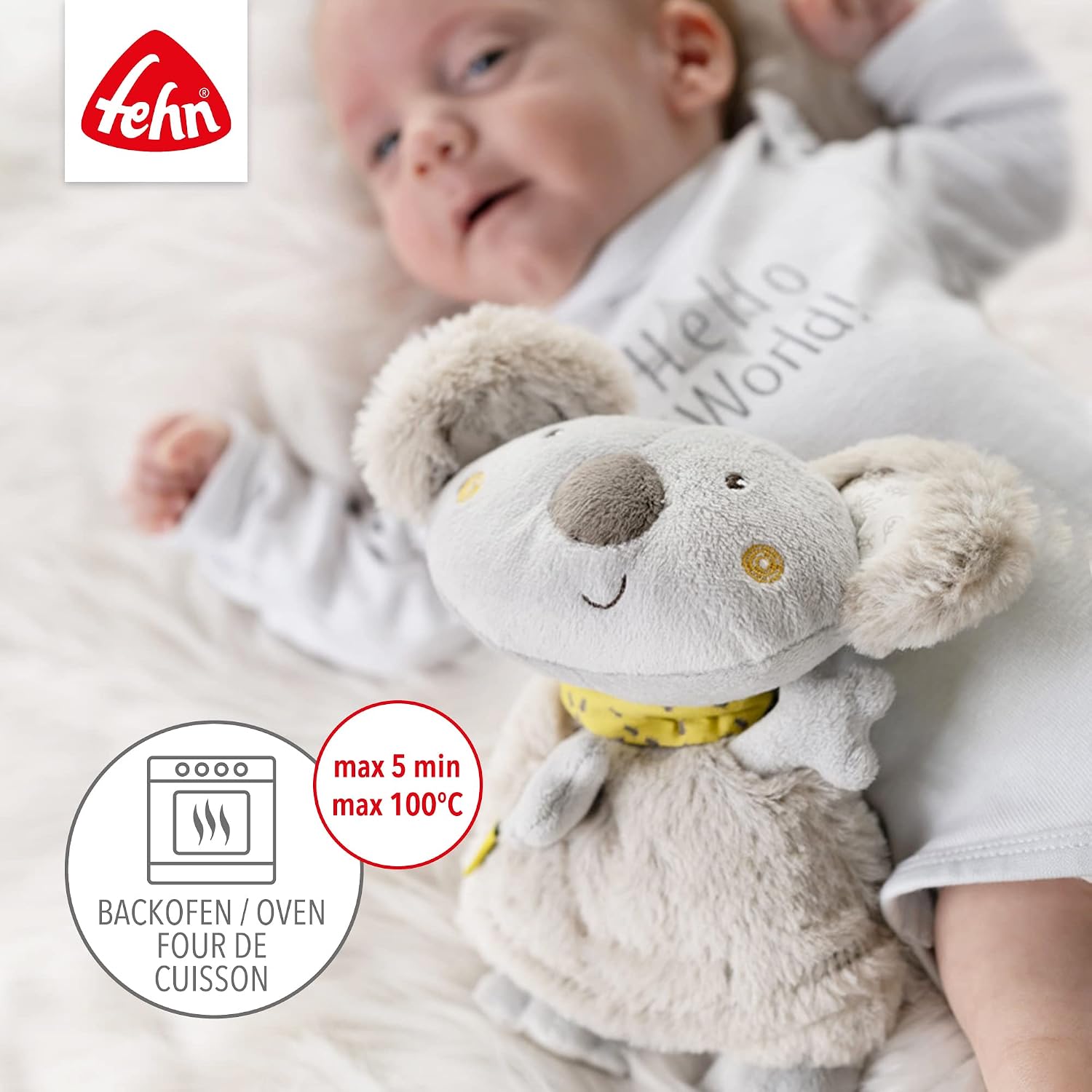 Detalle de Fehn koala termico con semi d'uva: cuscino riscaldante in peluche per neonati e bambini 0+ mesi