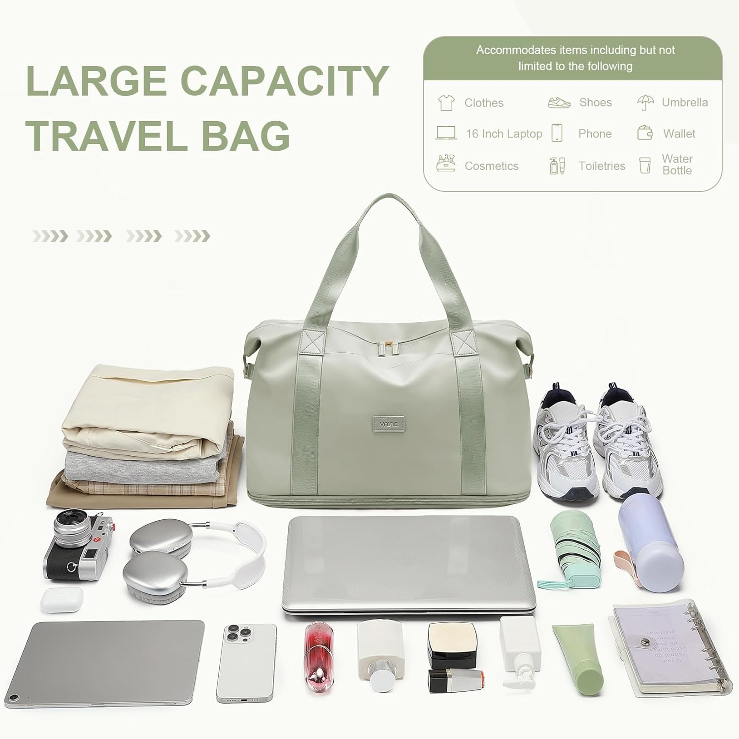 Thumbnail 6 de VNINE Travel Bag for Women: Expandable Weekend Duffle with Waterproof Fabric