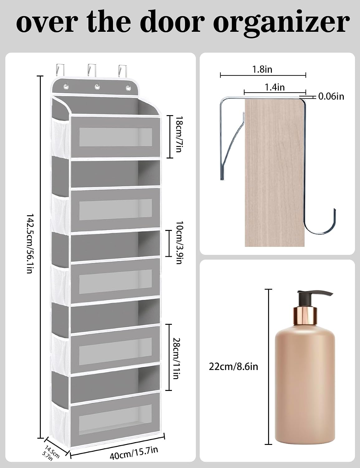 Detalle 2 de KYEVIS Over The Door Organizer 5-shelf with 10 pockets