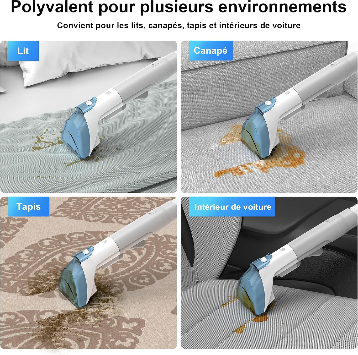Detalle 2 de Rivenara Shampouineuse Nettoyeur Canapé Tissu 450W — Injecteur Extracteur pour Voiture et Tapis