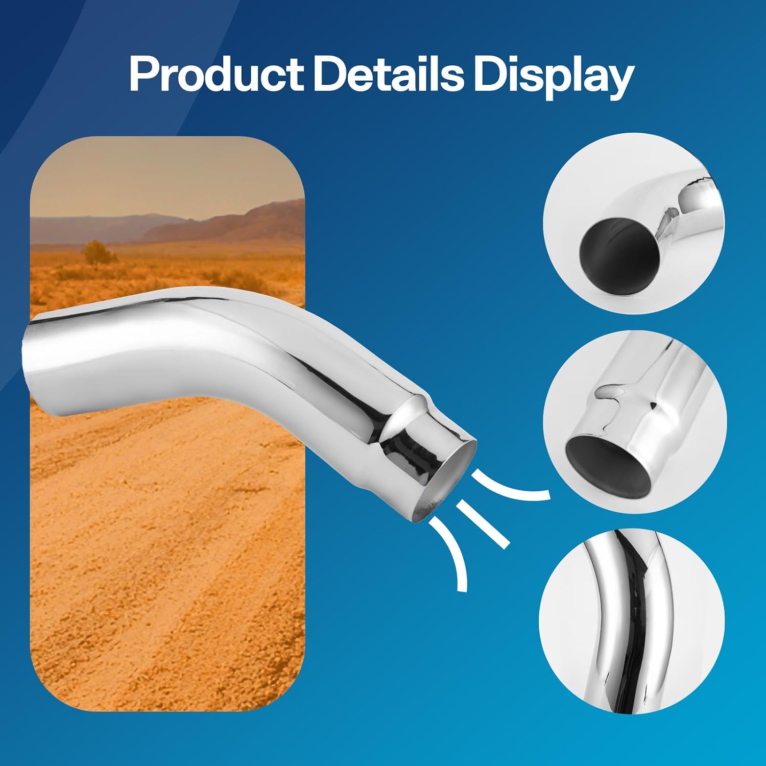 Detalle de Drynochet 5-7" Universal Exhaust Elbow Pipe with Clamp Chrome Finish