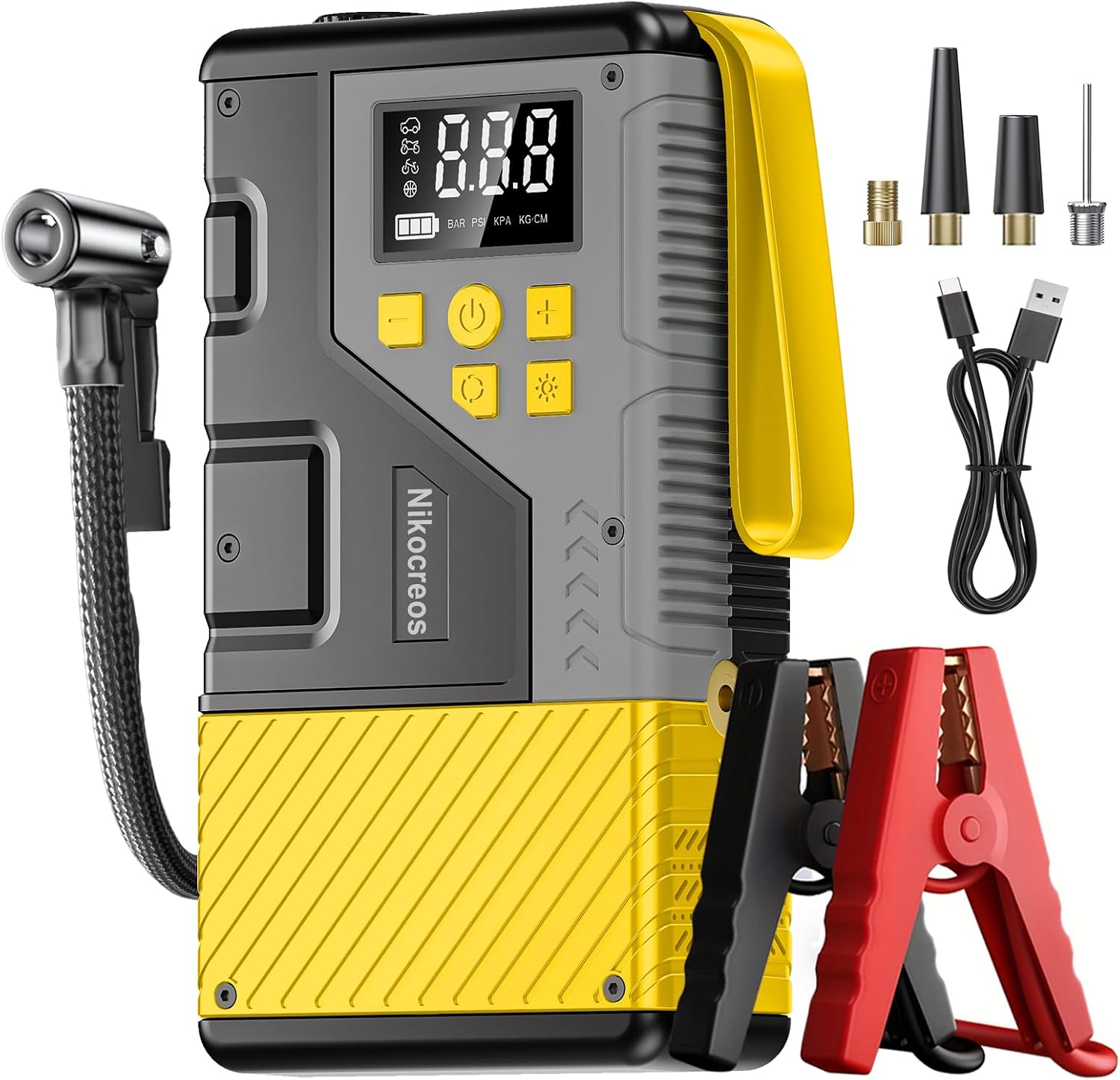 Detalle de Starthilfe Powerbank Tragbarer Jump Starter mit Luftkompressor – 3000A, 150 PSI