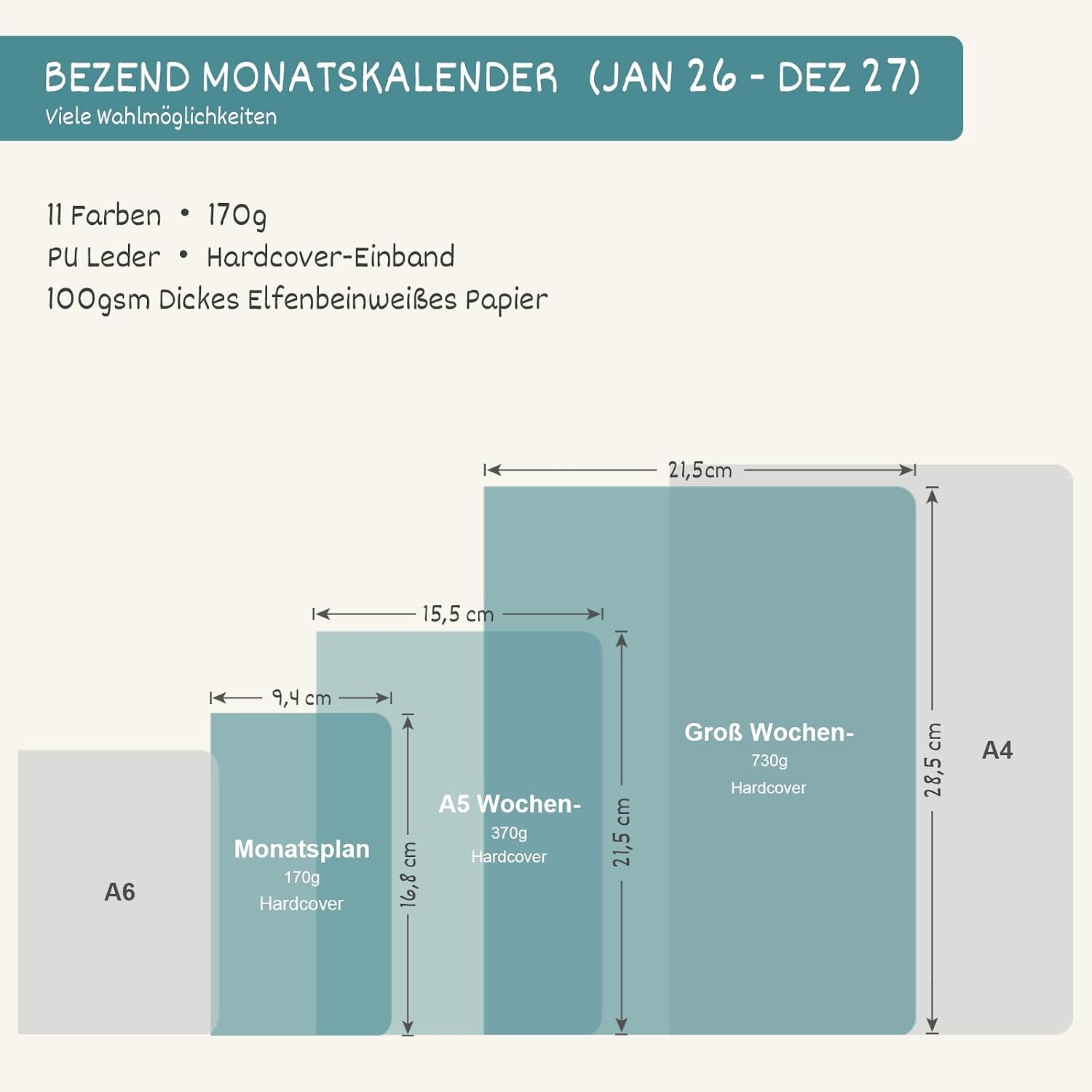 Thumbnail 5 de BEZEND Monats-Taschenkalender 2026/27 A6