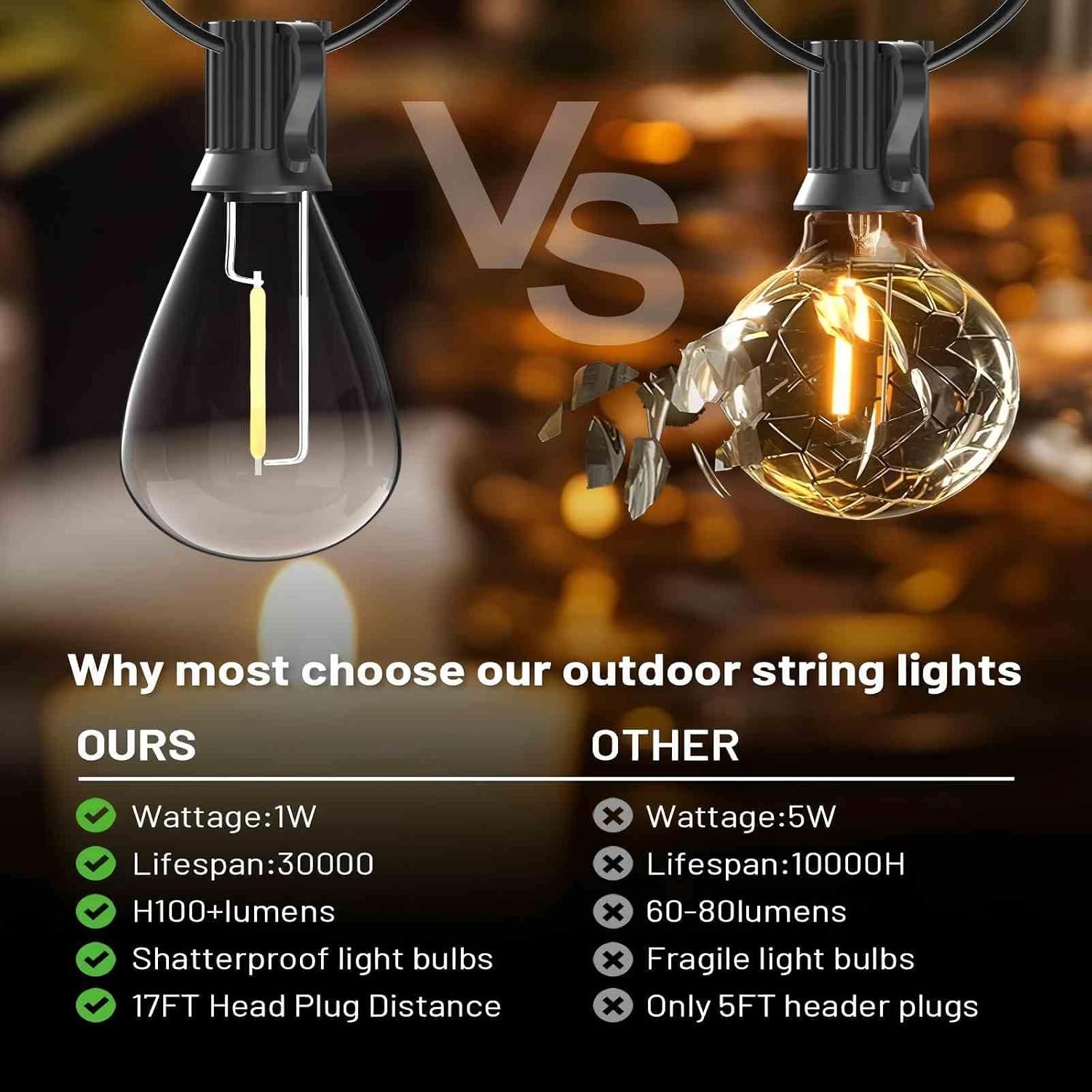 Thumbnail 5 de smareal 200FT Outdoor String Lights 200ft LED Patio
