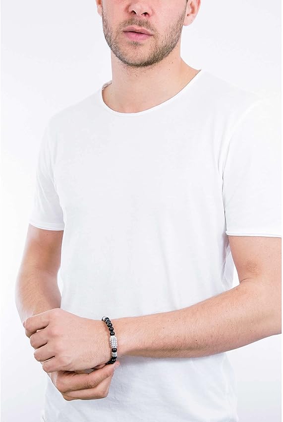 Thumbnail 4 de Diesel Pulsera de hombre cuentas semipreciosas, negro y plata