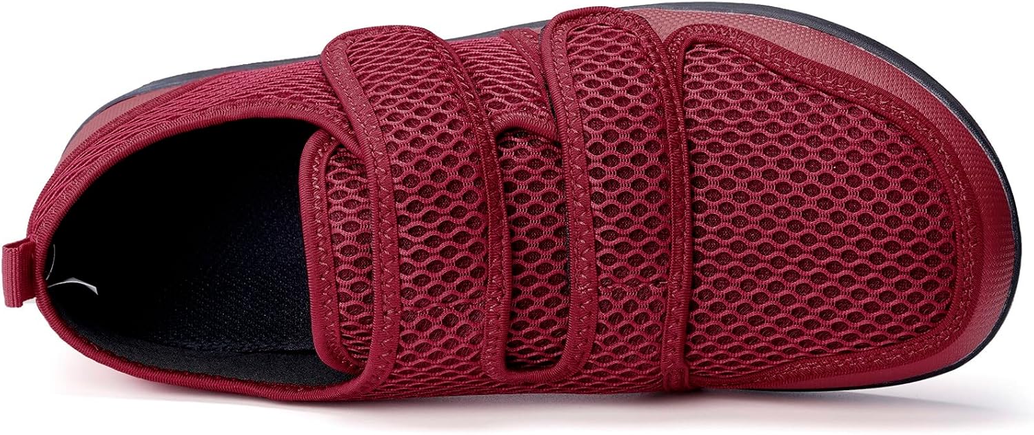 Detalle 2 de Diabetiker Hausschuhe (Herren & Damen) Arthritis/Ödem – verstellbare Klett-Sandalen in Rot, Größe 5 (UK)