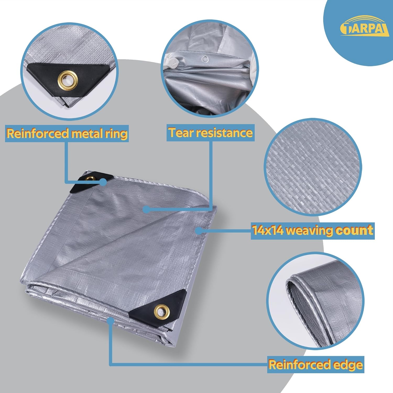 Detalle de TARPAL 14x14 Heavy Duty Silver Reflective Tarp (14mil) with Grommets