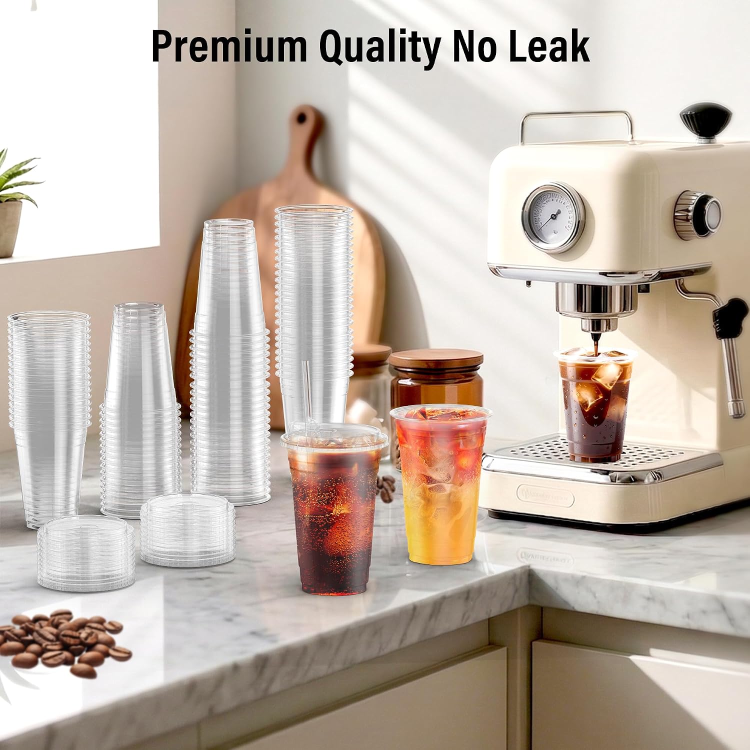 Thumbnail 6 de 100 Pack - 16 oz Ratio Lines Iced Coffee Cups with Lids & Straws