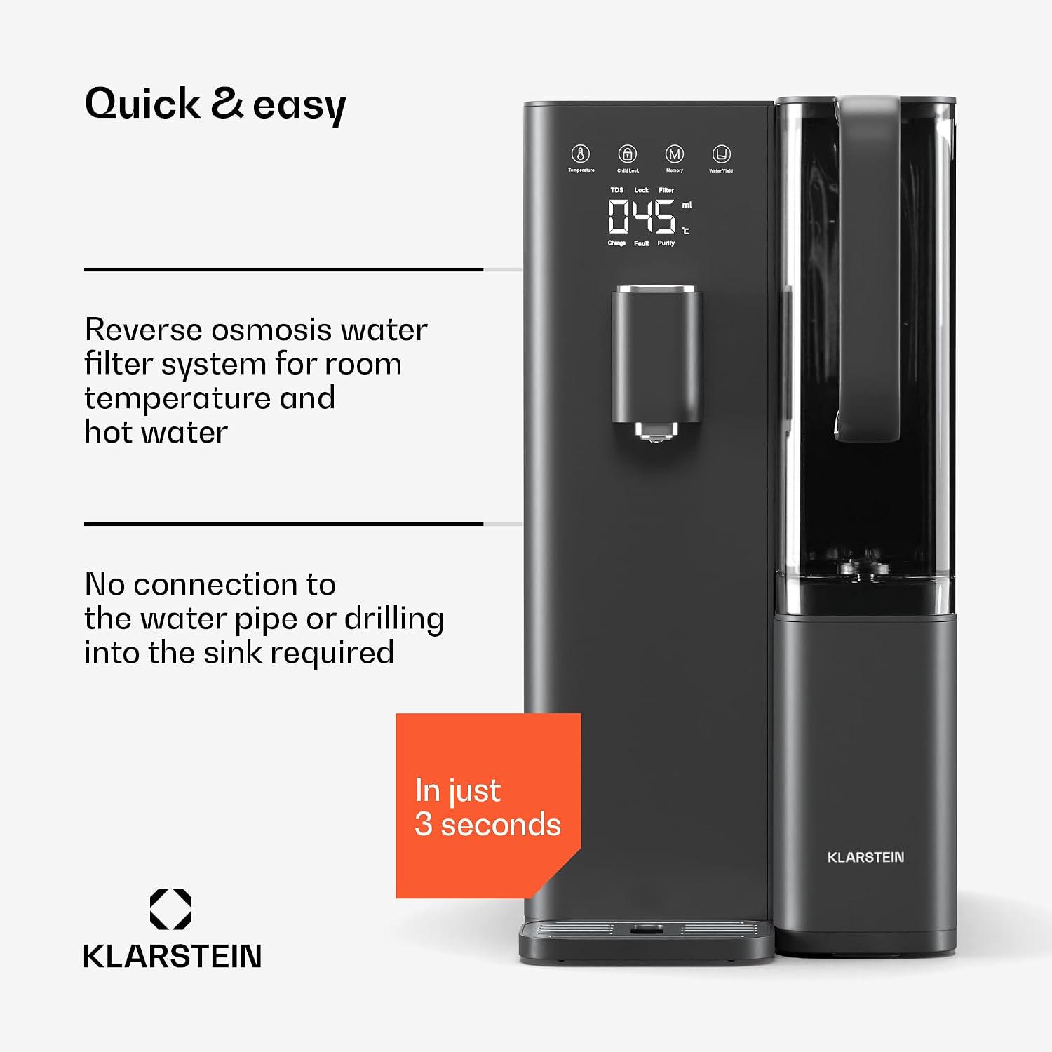 Detalle de Klarstein VitalPour Reverse Osmosis Water Filter, 5-Stage Filtration