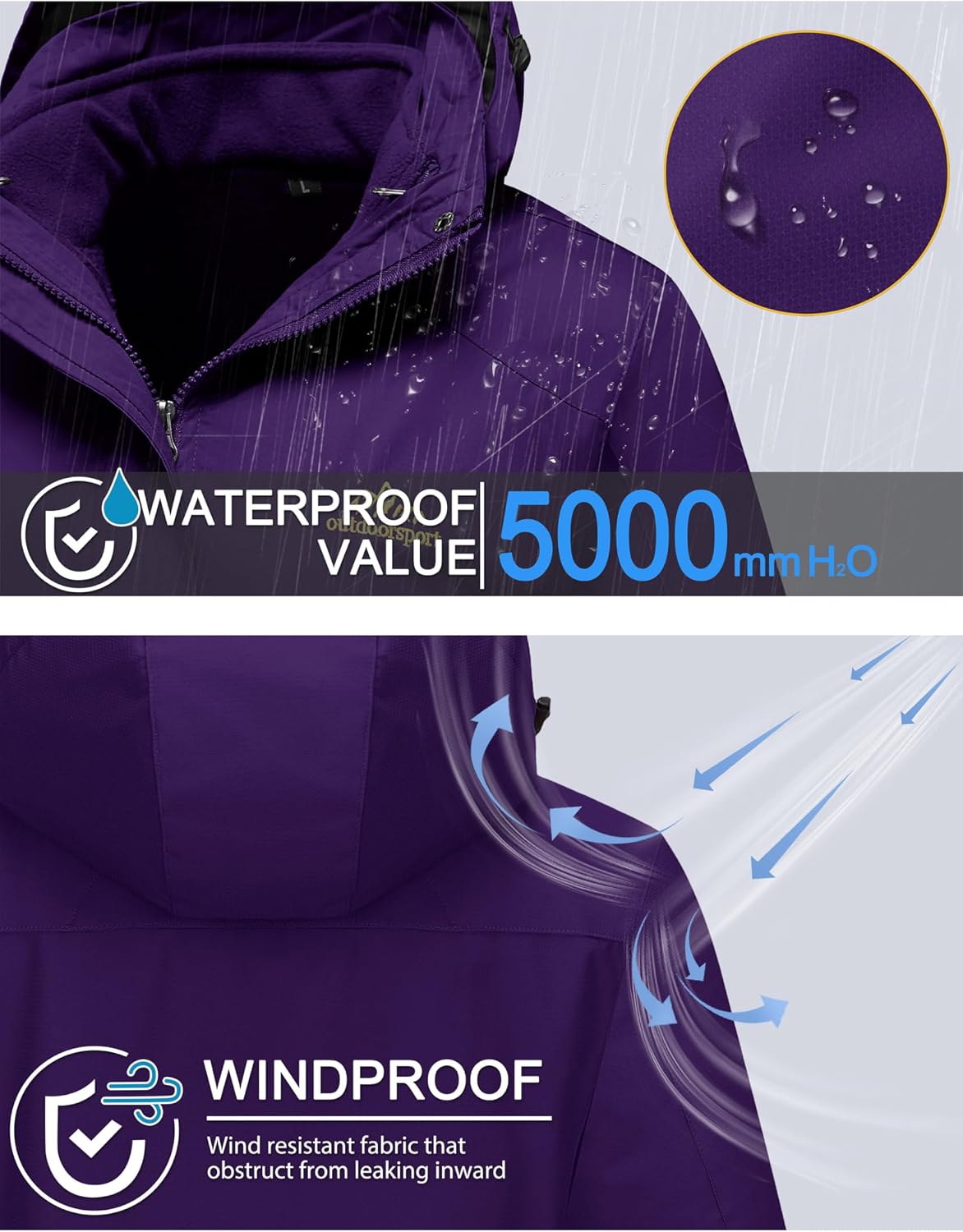 Detalle 2 de MAGCOMSEN 3-in-1 Women's Ski Jacket 5000mm