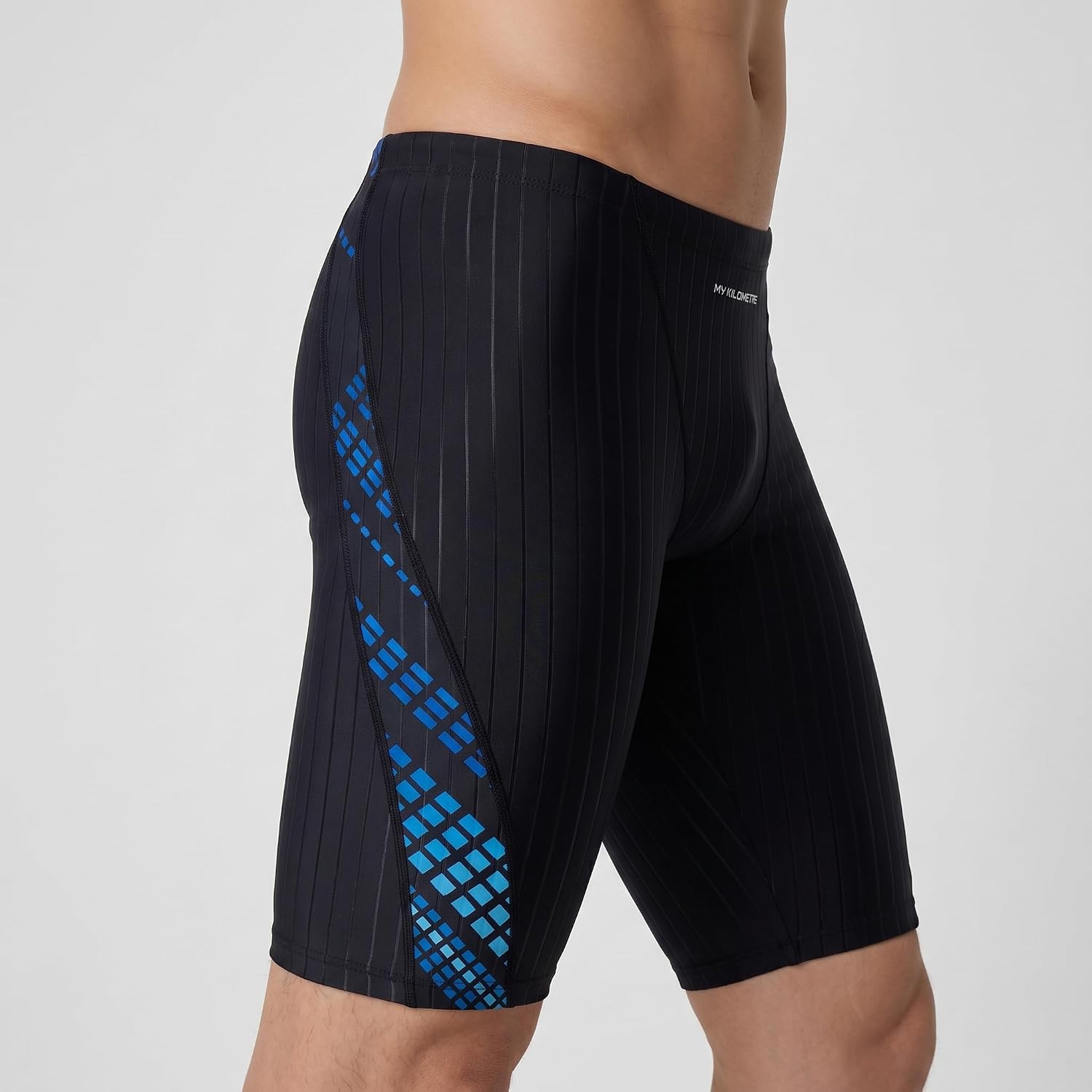 Detalle de MY KILOMETRE Jammer Swimsuit Mens Solid Endurance Long Training Jammer