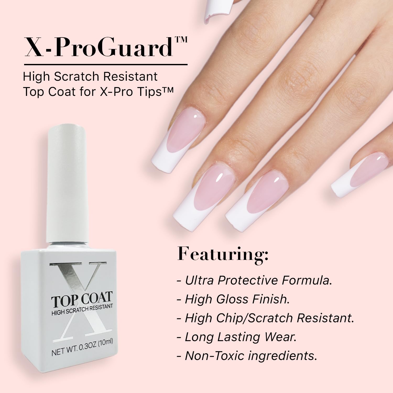 Detalle 2 de SXC Cosmetics X-Pro Tips Top Coat & Glue Gel Duo Set for French acrylic nails