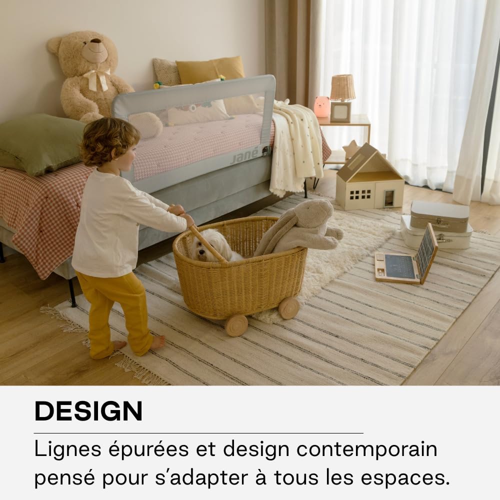 Thumbnail 4 de Jané Barrière de Lit Rabattable 140 cm Extra Haute – Maille Respirante et Sac de Transport