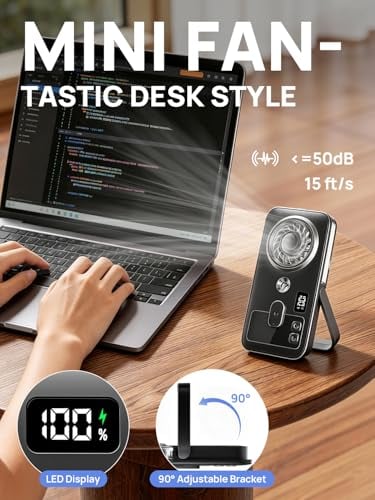 Detalle de Kssvzz Handventilator mit Wasserkühlung – Ultradünn, 113 g, USB-C
