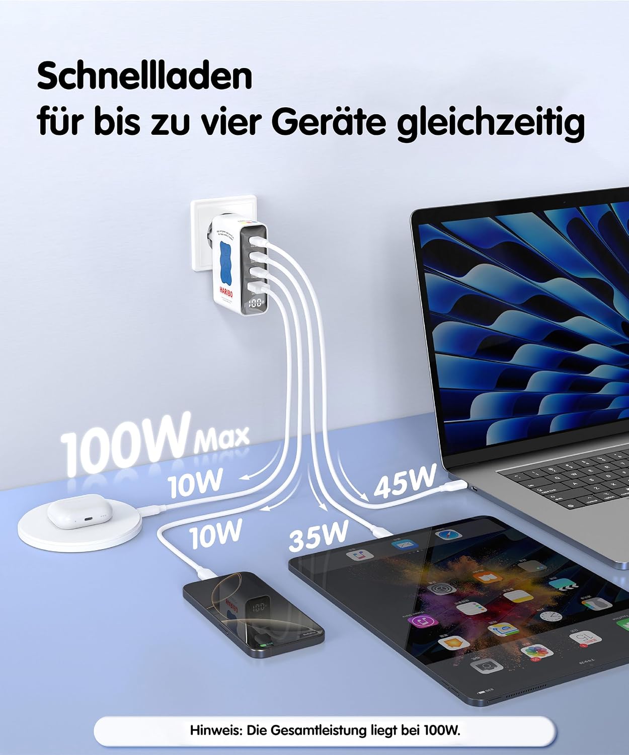 Detalle de Haribo 100W USB C Ladegerät 4‑Port