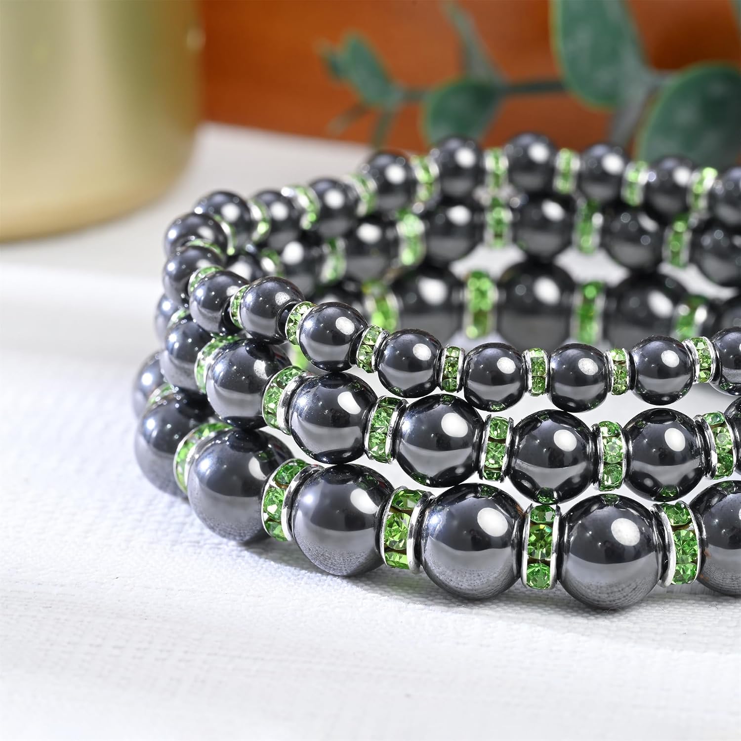 Detalle de Apocalyptic-K Magnetarmband mit Strasssteinen (6/8 mm) für Damen und Herren – antistatisch