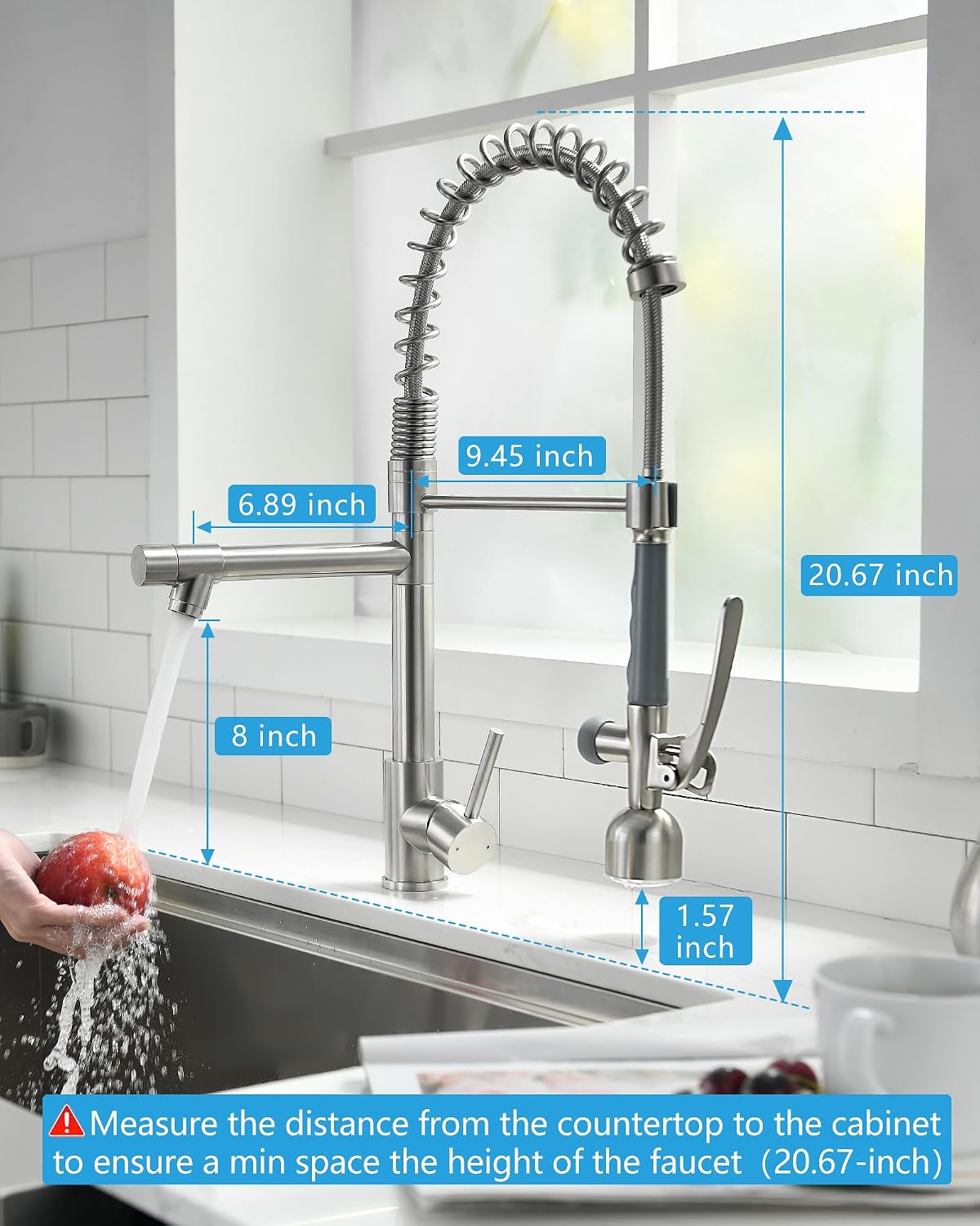 Detalle 2 de Fapully 100550LED Commercial Kitchen Faucet with Pull-Down Sprayer, Brushed Nickel