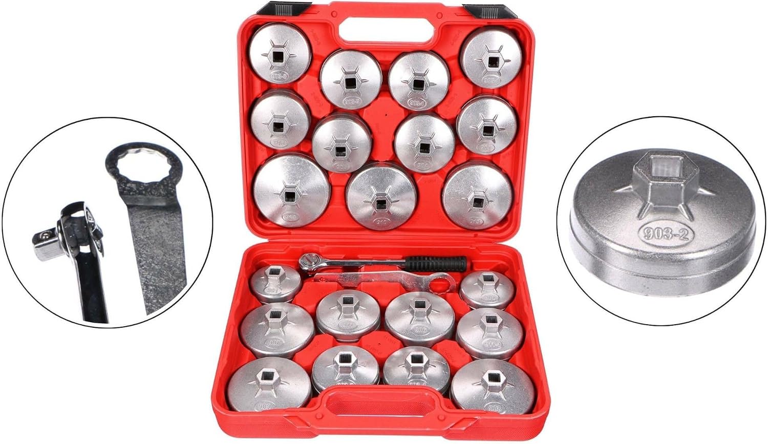 Detalle 2 de SIXTOL MECHANIC OIL WRENCH 23 – zestaw kluczy do filtrów oleju, 1/2