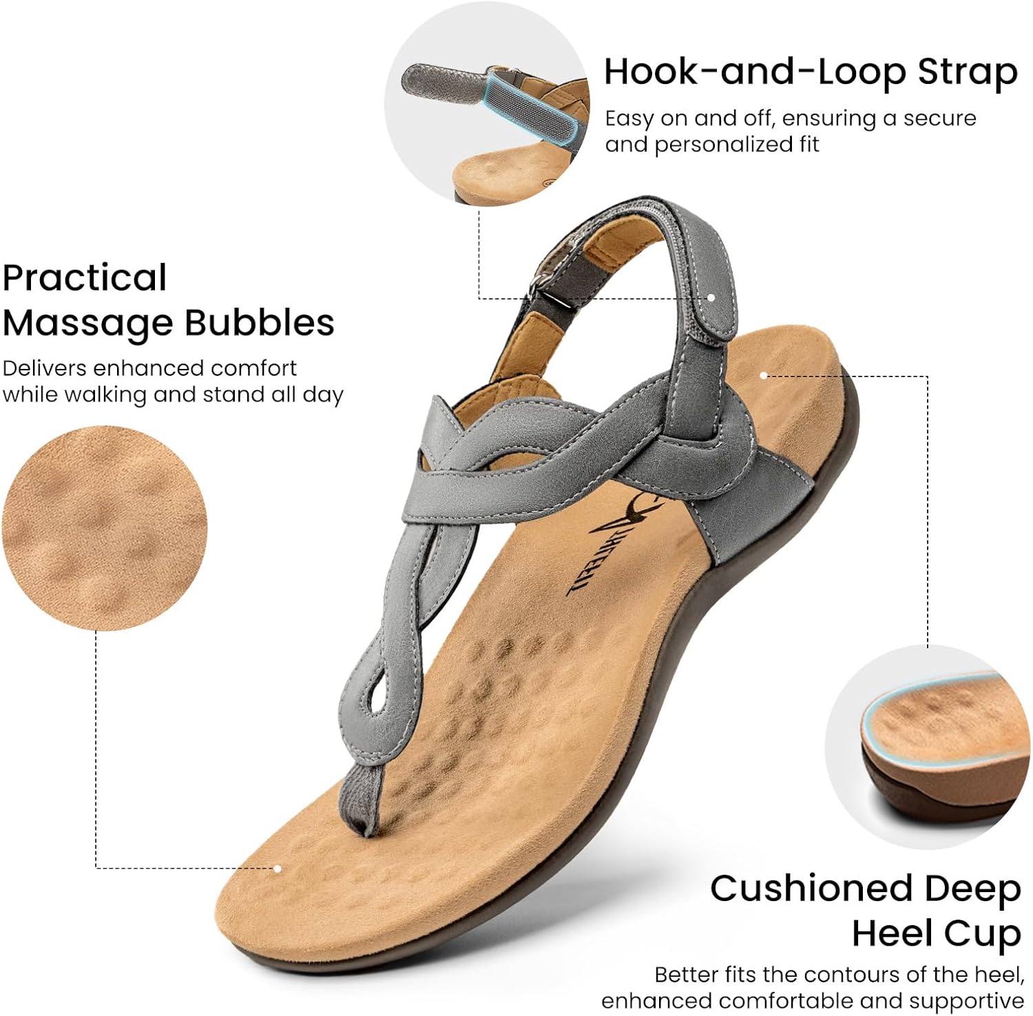 Thumbnail 3 de Athlefit Women's Orthopedic Arch Support Sandals: Comfort Meets Everyday Support