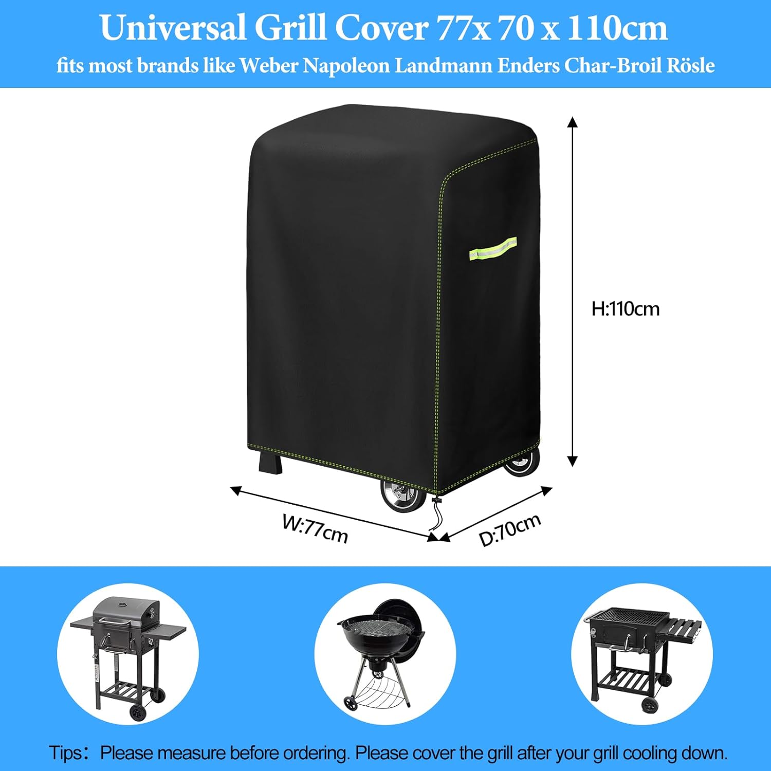 Thumbnail 1 de VDISRR Grillabdeckung Wetterfest 77 x 70 x 110 cm für Weber Spirit 210 – 2 Brenner Grill mit Klappbarer Seitenablage