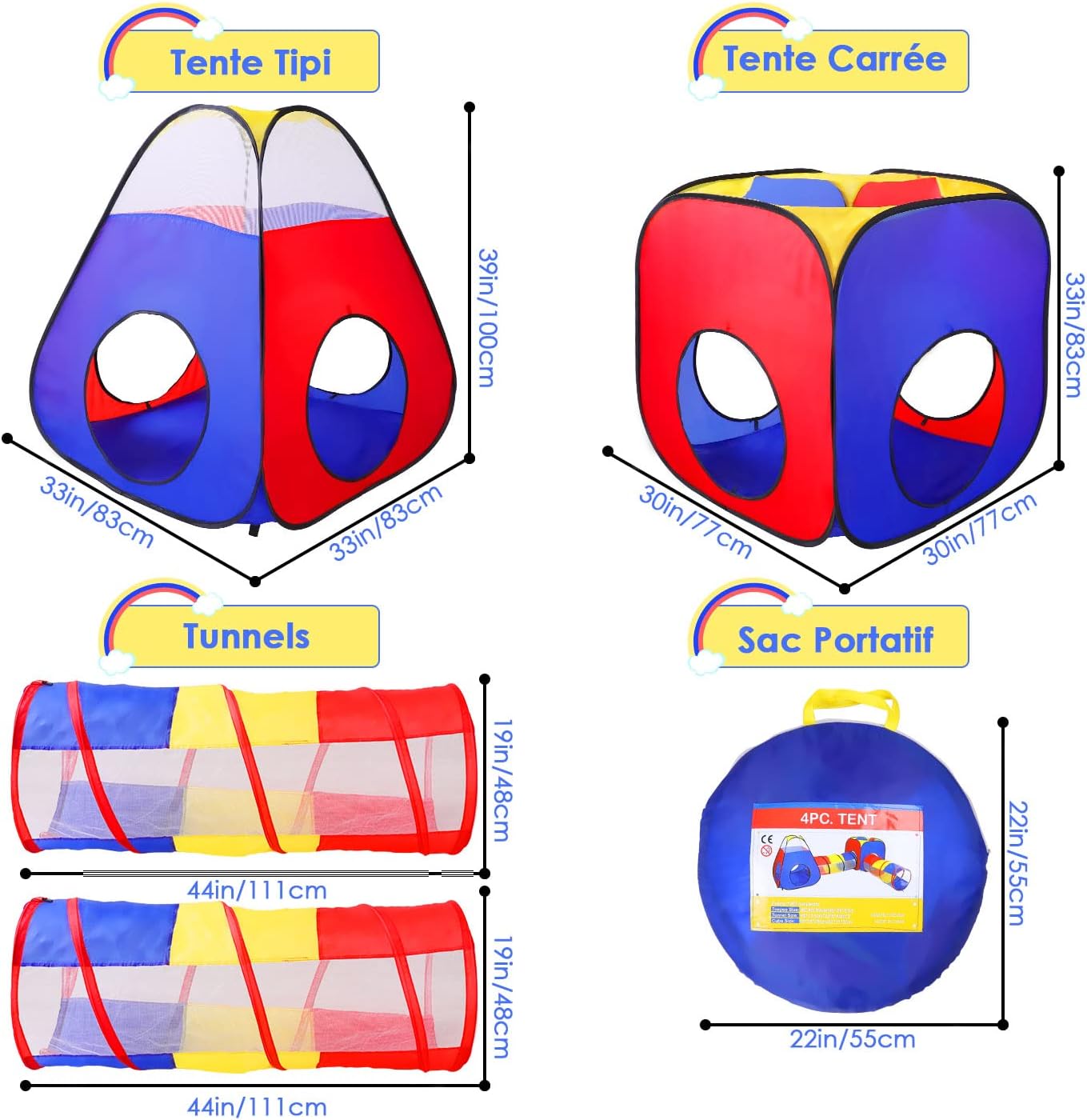 Thumbnail 1 de Opret Play Tent for Kids: 4 in 1 Pop Up Playset with Tunnels, Tent and Ball Pit
