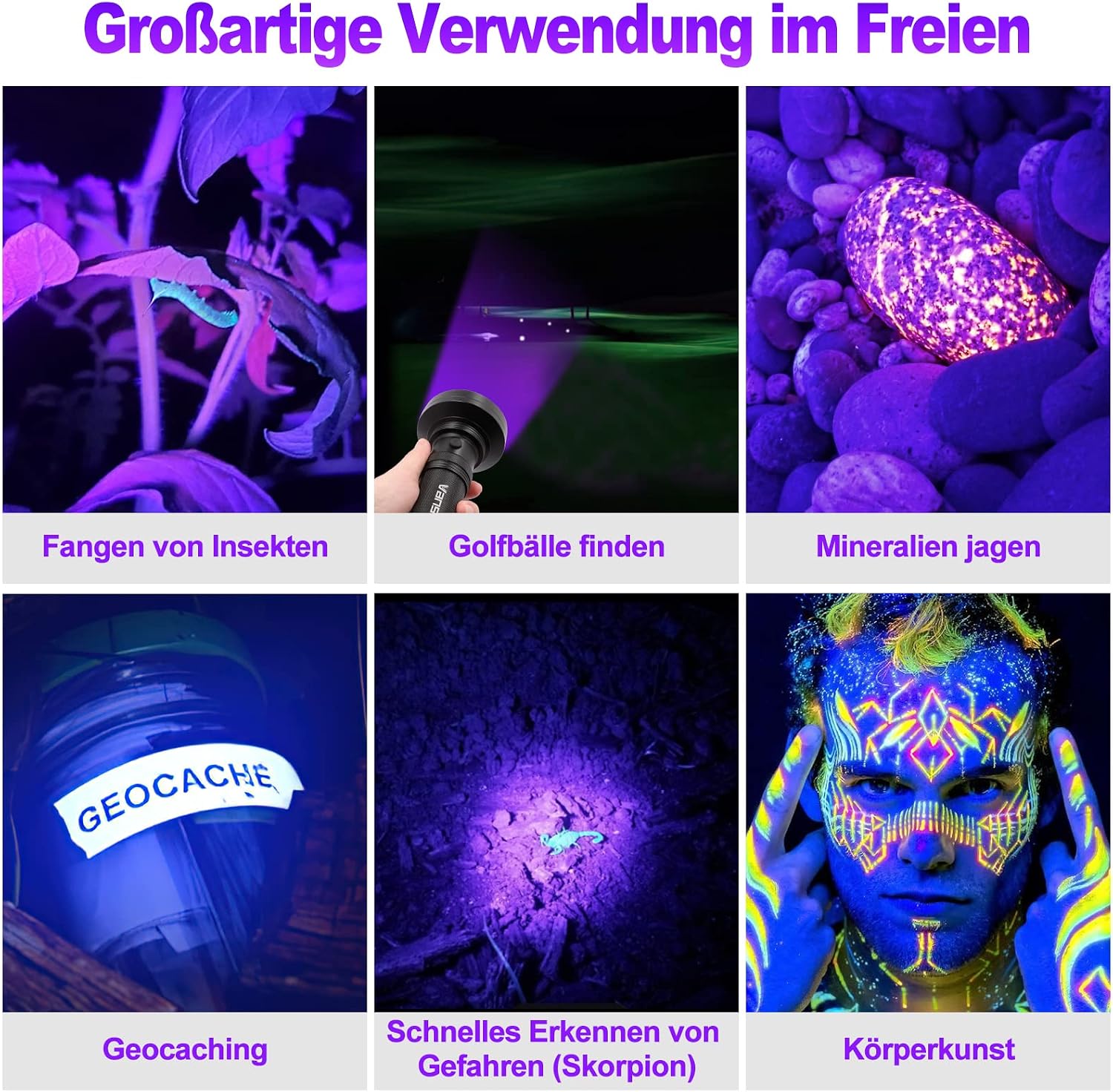 Detalle de Vansky UV Lampe 395nm Schwarzlicht Taschenlampe