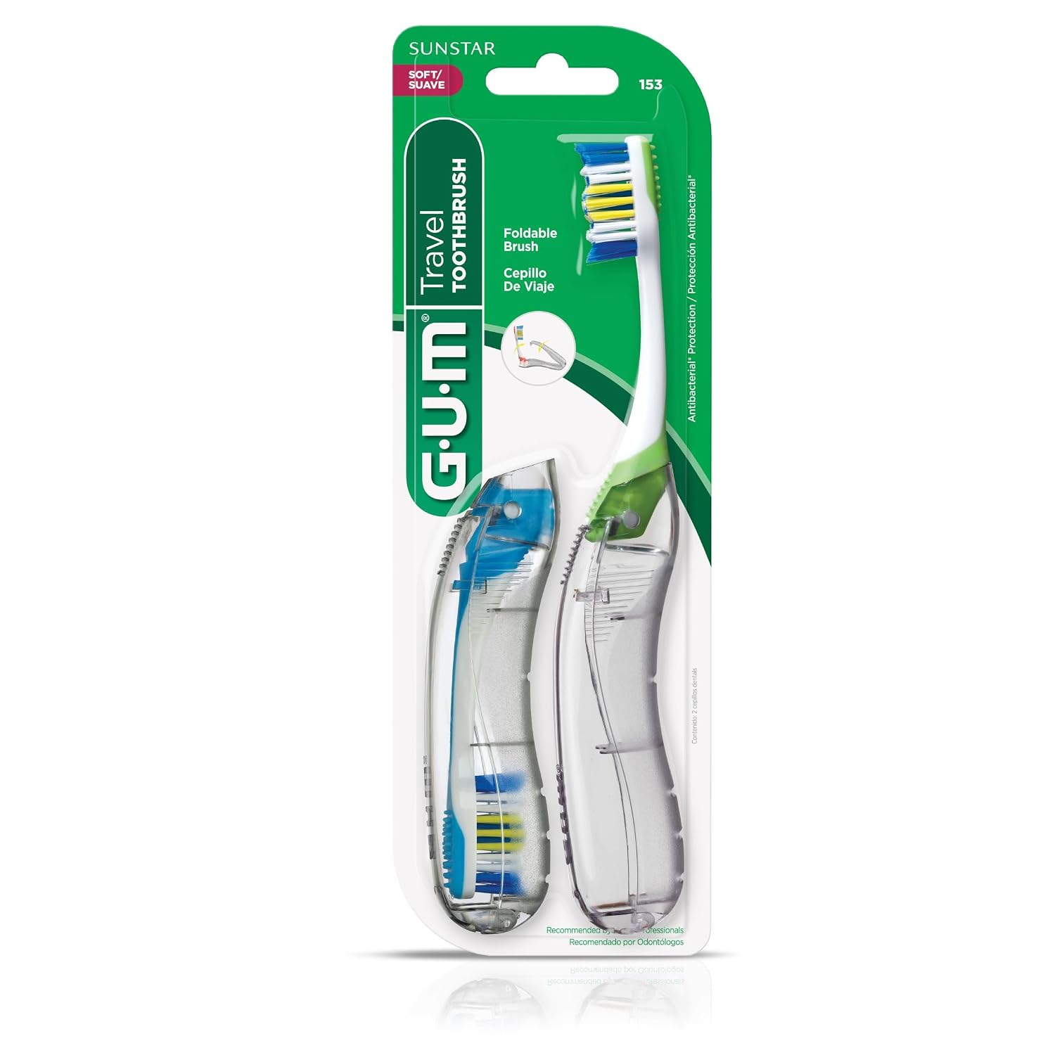 Detalle 2 de GUM(ガム)折りたたみ式トラベル歯ブラシ 3つ折り・やわらかめ、舌クリーナー付き 12本セット