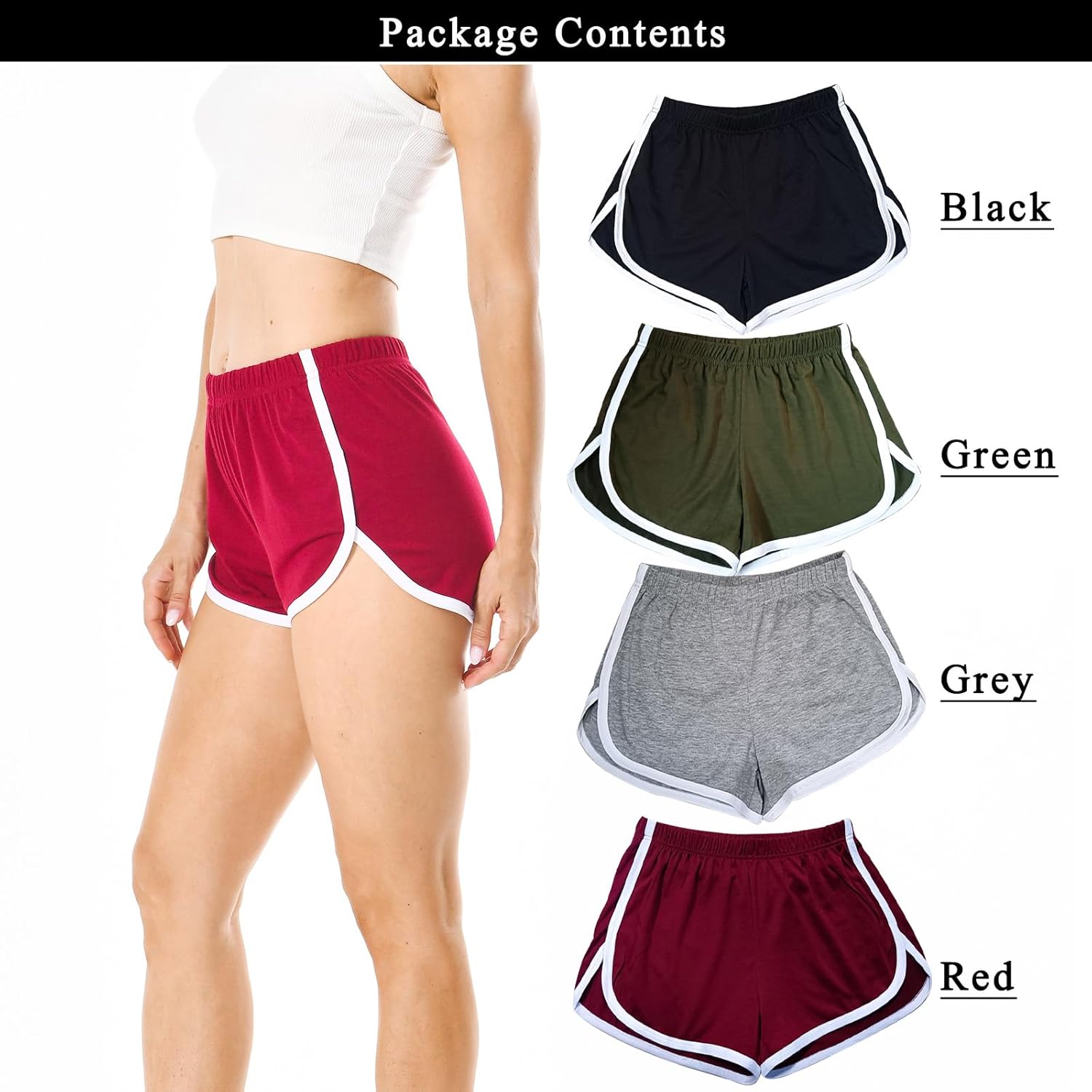 Thumbnail 1 de Cameway 4 Pack Women's Cotton Yoga Shorts