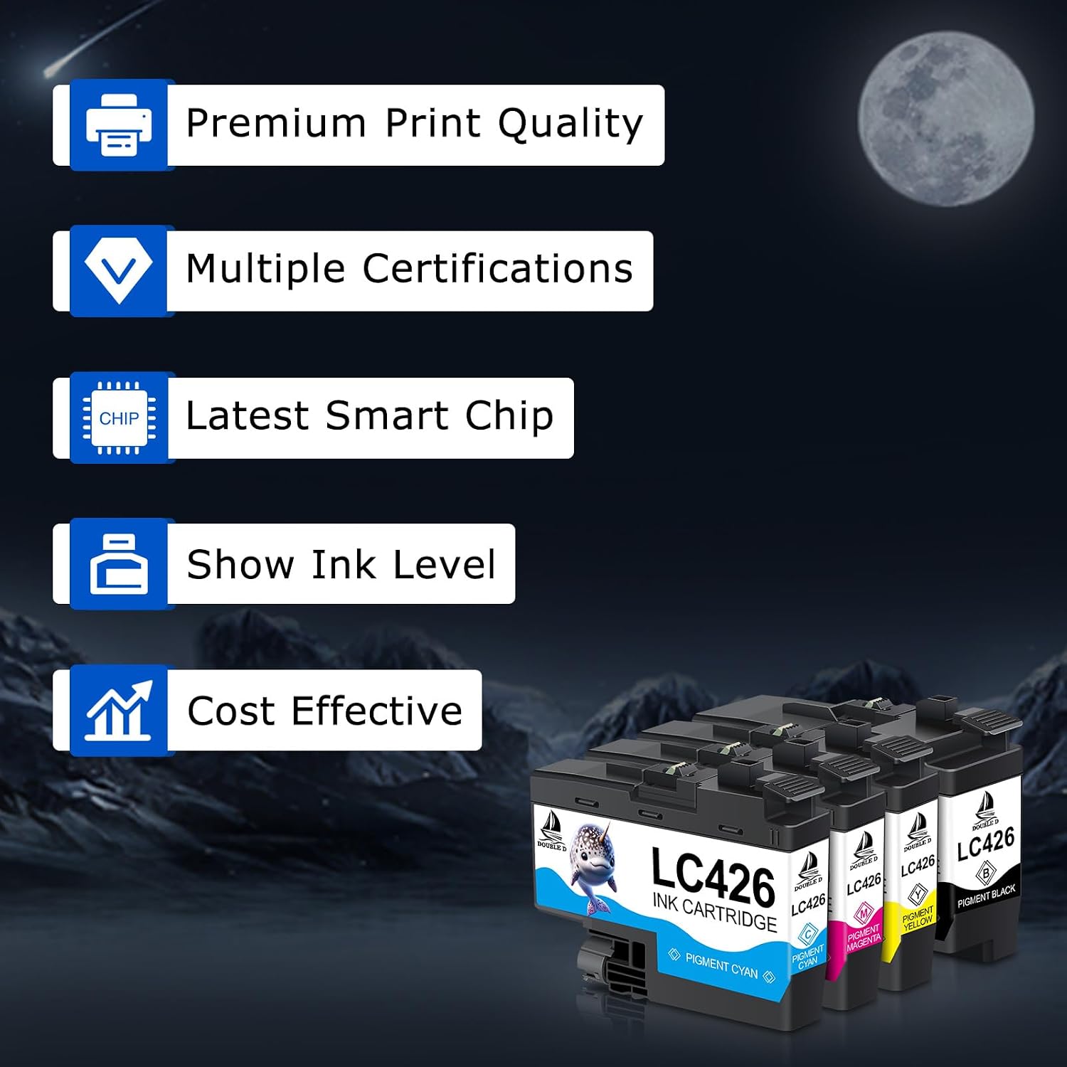Detalle 1 de DOUBLE D LC426 ink cartridges (LC426XL compatible) 4-pack for Brother LC426 series printers
