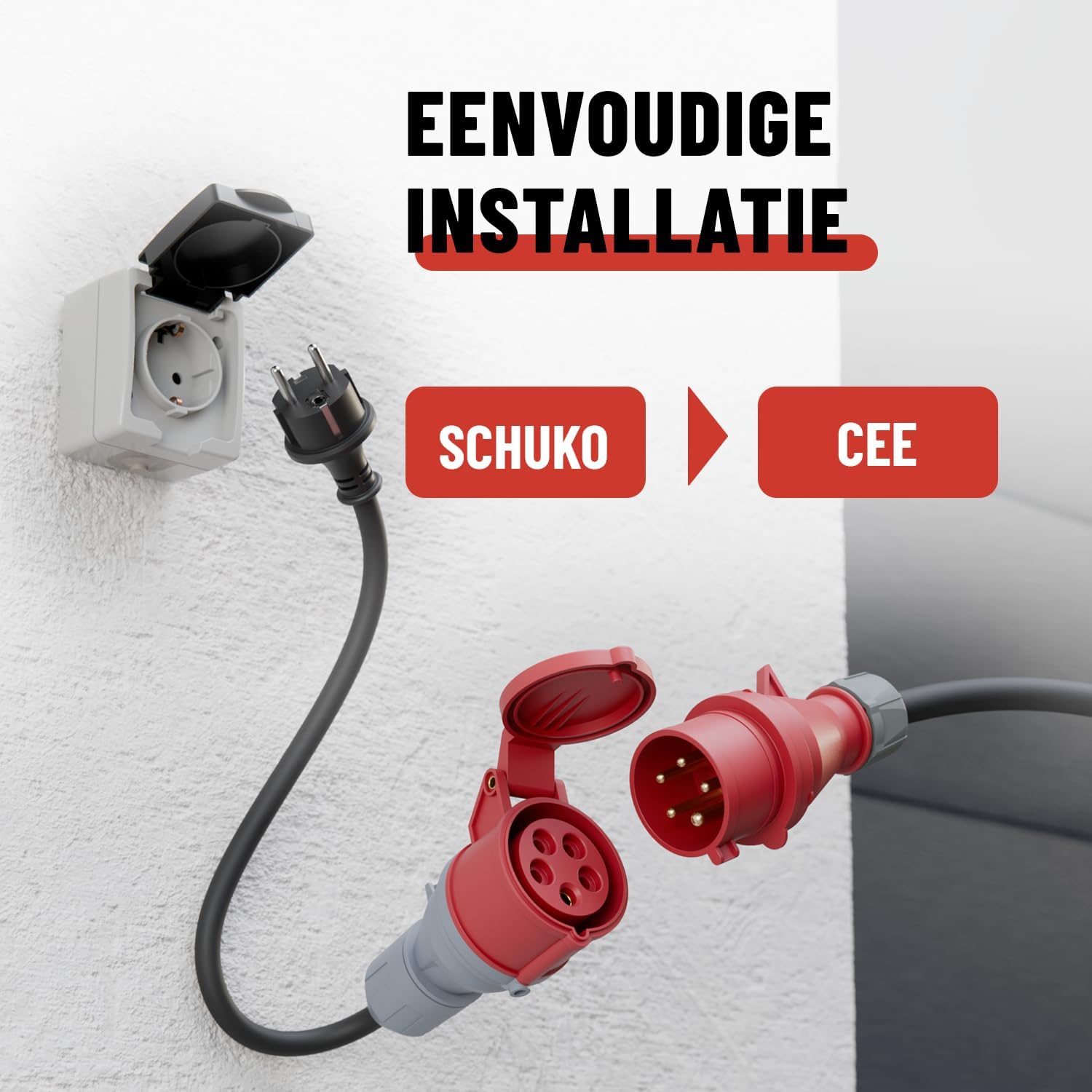 Detalle de ABSINA 911007 Schuko-CEE-adapter 16 A met 60 cm kabel en IP44