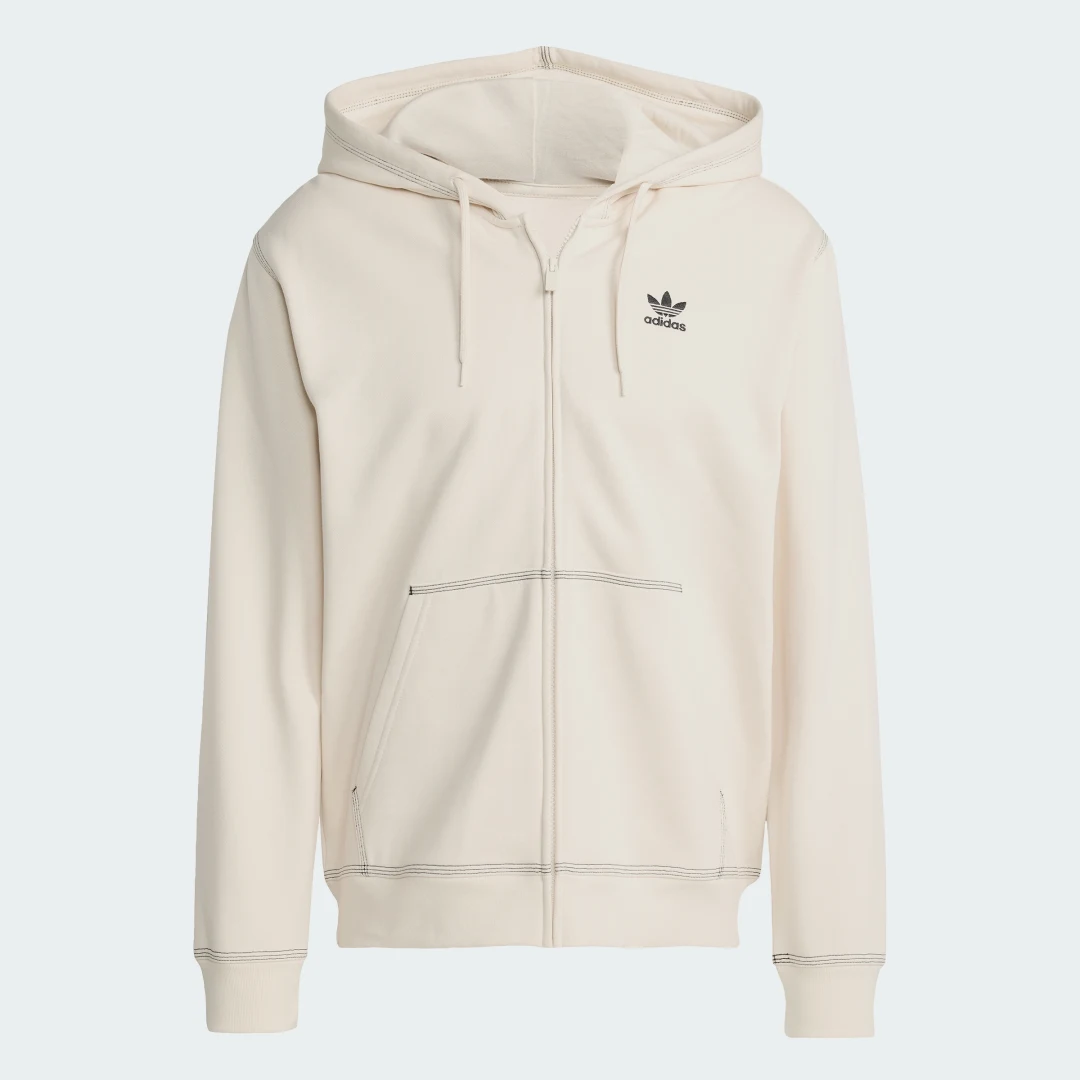 Detalle 2 de Chaqueta con capucha, cremallera y trébol Essentials de Adidas — color Blanco