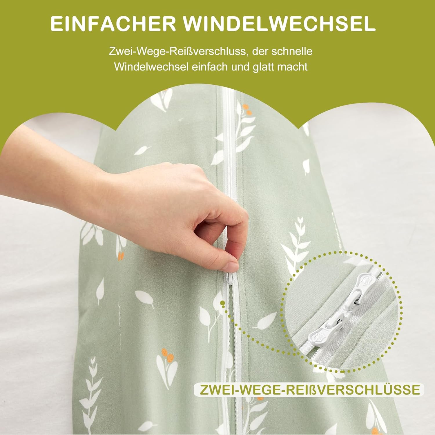 Thumbnail 5 de Nivolltha 2er Pack Baby Schlafsack 1.0 TOG – 100% Baumwolle, Frühling & Herbst, Größe S (70 cm) – Blätter & Bären