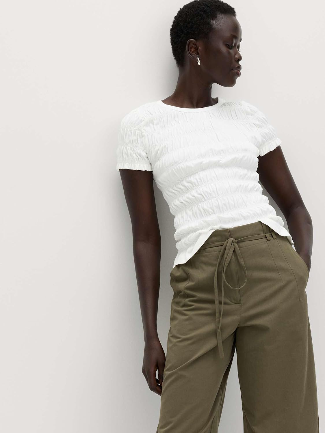 Detalle 1 de Marks & Spencer damestop van puur katoen met gesmokte details en pofmouwen