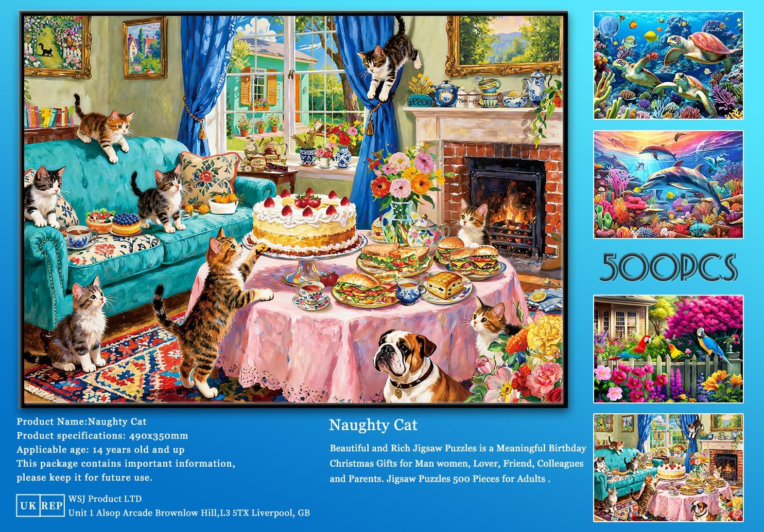 Thumbnail 6 de 500-Piece Jigsaw Puzzles for Adults: Cute Kitten Scene (49 x 35 cm)