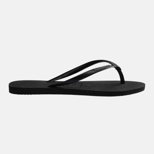 Detalle de Havaianas Slim Logo Pop Up Damen FlipFlop Black/Steel Grey – Slim-Design mit Kontrastlogo