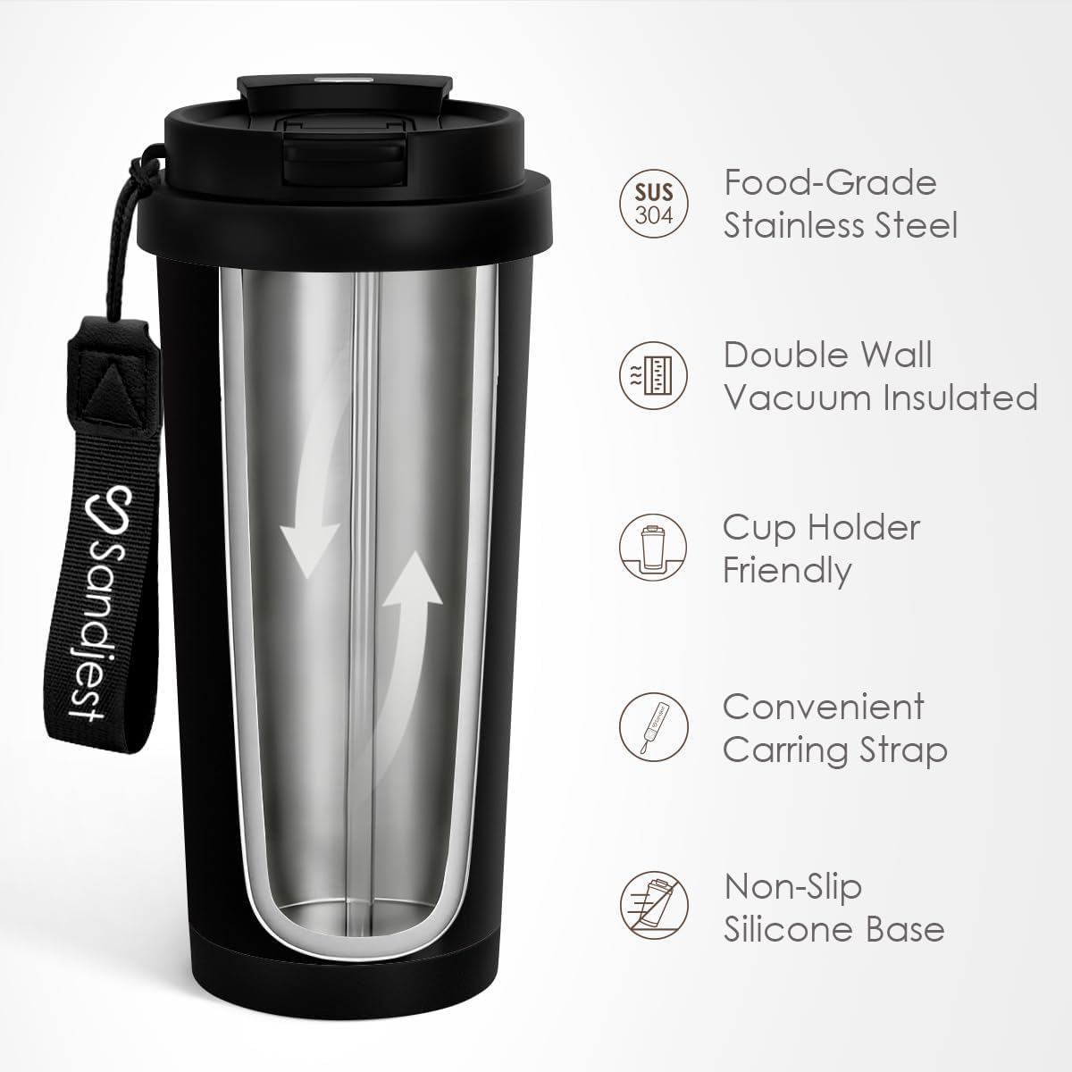 Detalle de SANDJEST Dad Fuel Tumbler from Daughter Son – 18 oz Stainless Steel with 2-in-1 Lid