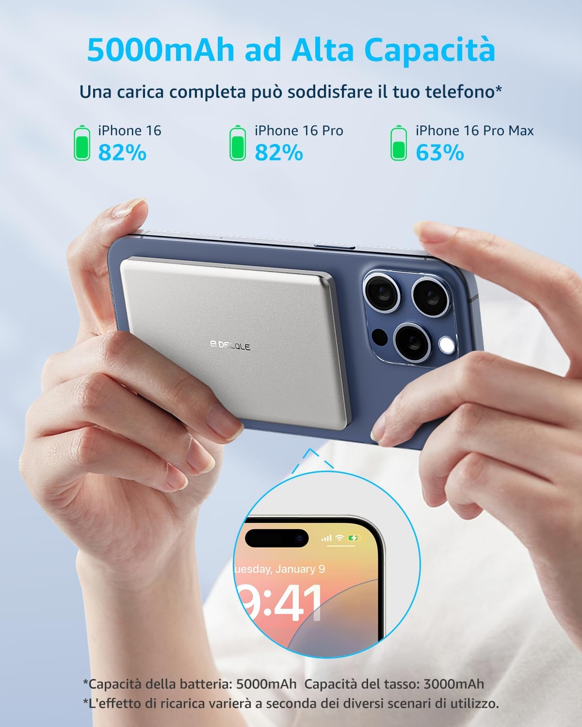 Detalle de decqle Air powerbank MagSafe 5000 mAh