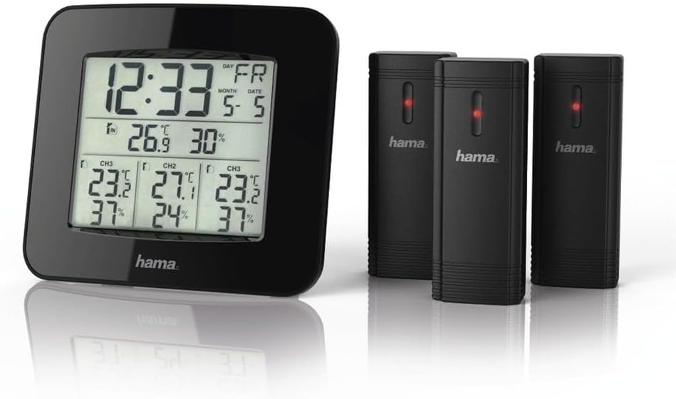 Hama EWS-TRIO 00186311 – bezprzewodowa stacja pogody, 3 czujniki, DCF