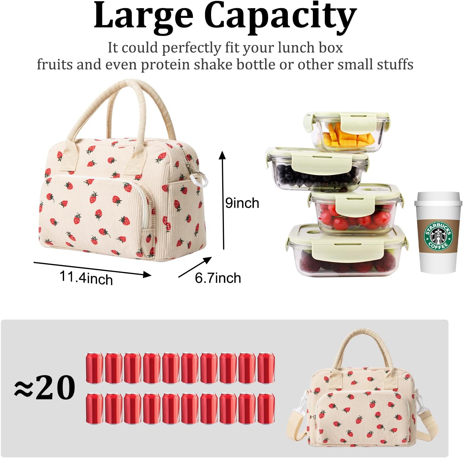 Detalle 2 de MEXS Insulated Lunch Bag: Large, Leakproof & Reusable for Work, School, and Travel
