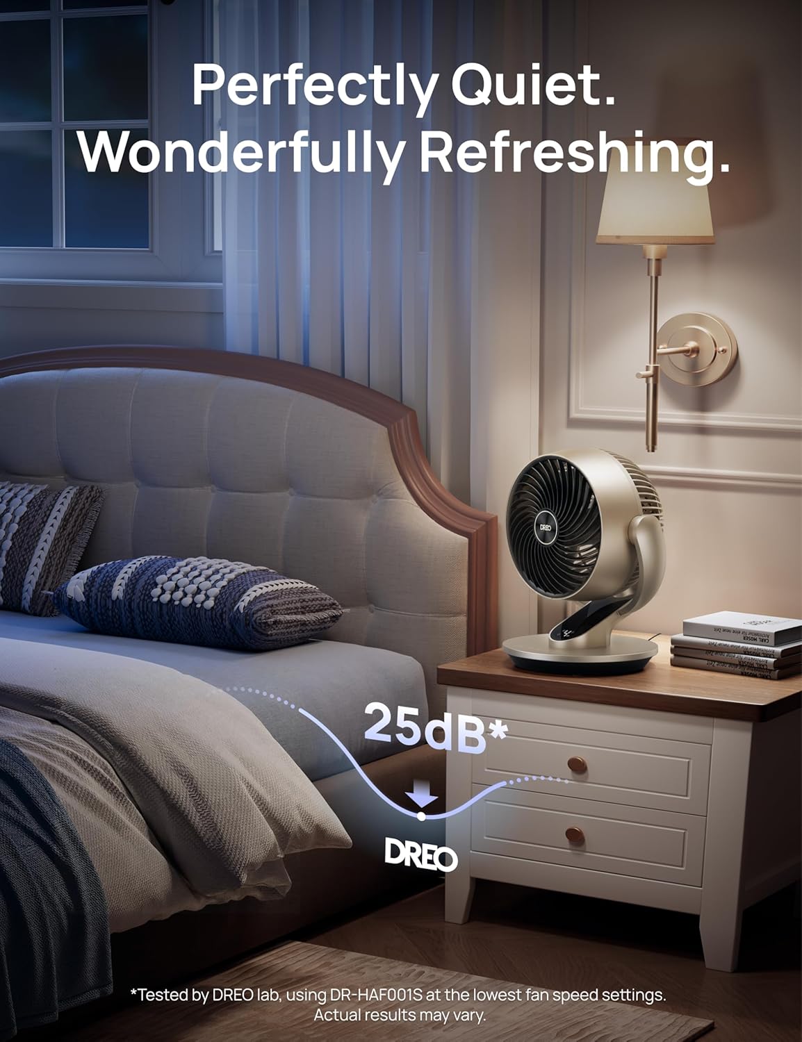 Thumbnail 4 de DREO Smart Desk Fan for Bedroom (Gold) – 70 ft Circulation, 120° vertical tilt, 90° horizontal oscillation, 4 speeds, 5 modes, 12H app timer